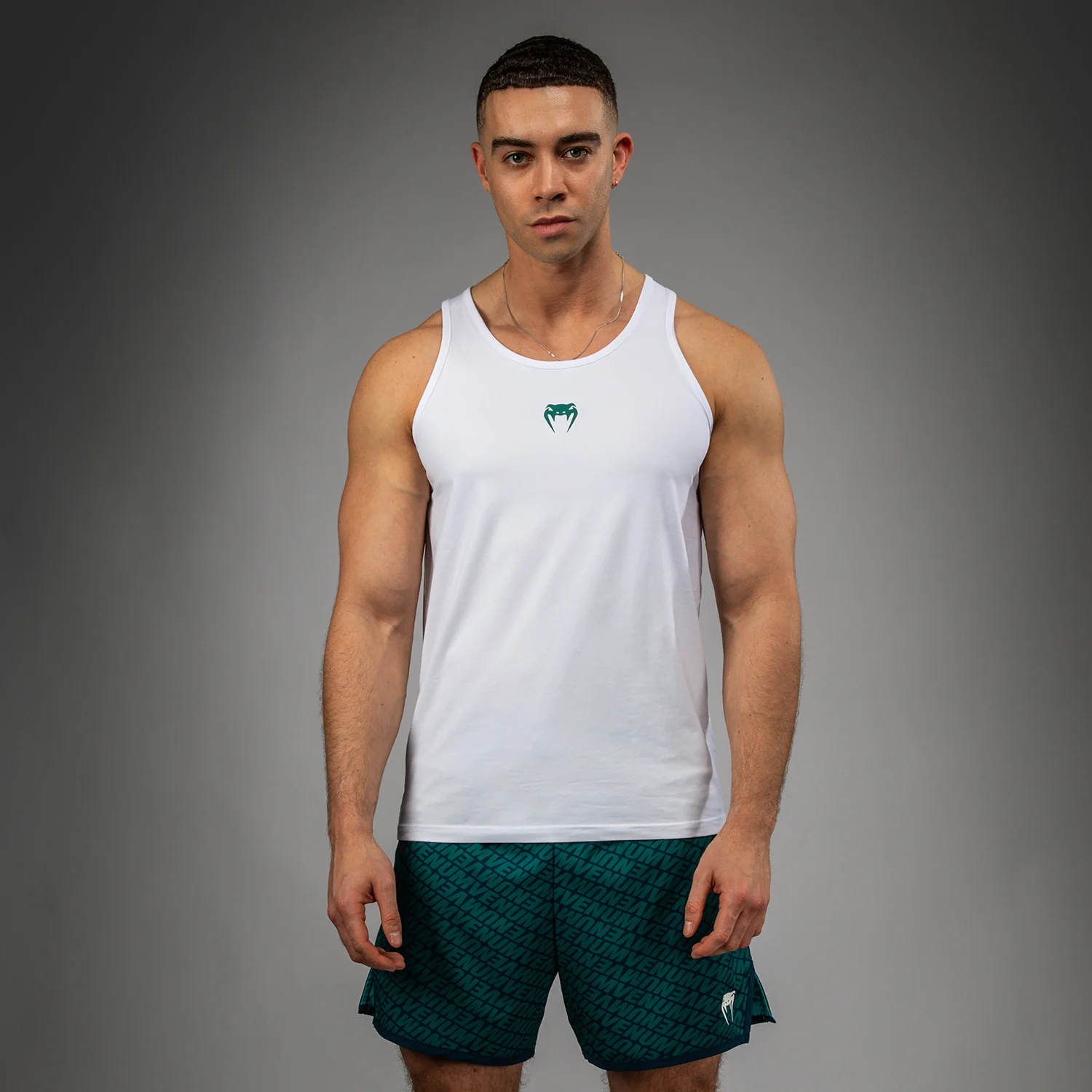 Venum Echo Camiseta sin Mangas - Blanco/Verde Esmeralda - Image 2