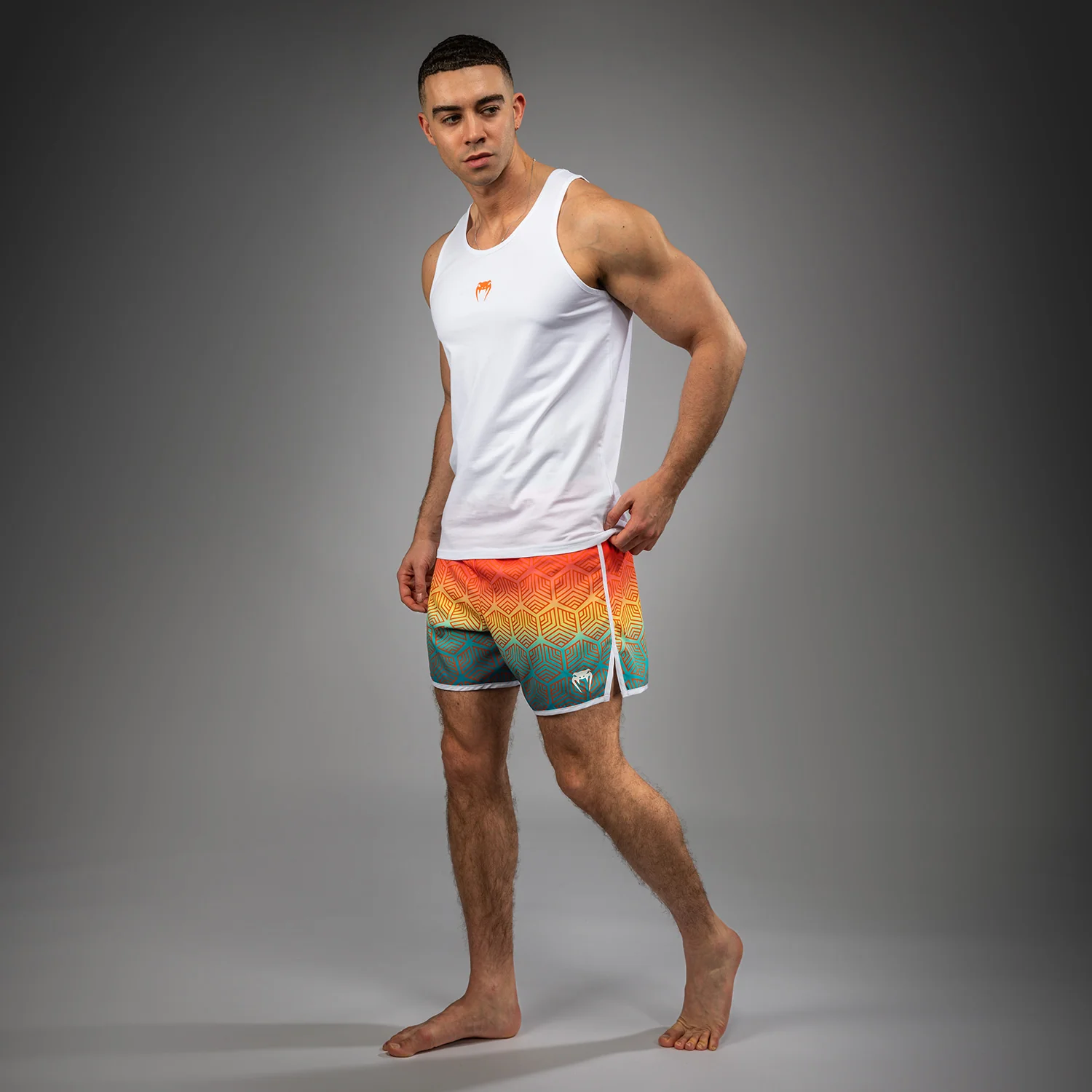 Venum Echo Tank Top - Blanco/Naranja Atardecer - Image 2