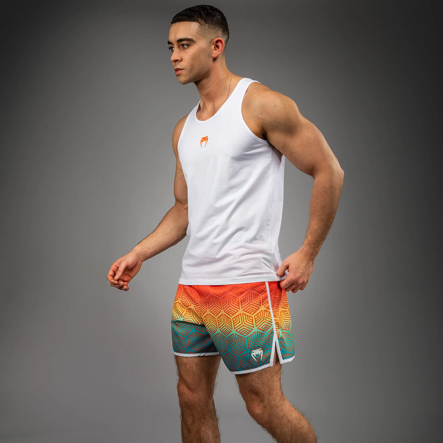 Venum Echo Tank Top - Blanco/Naranja Atardecer - Image 3