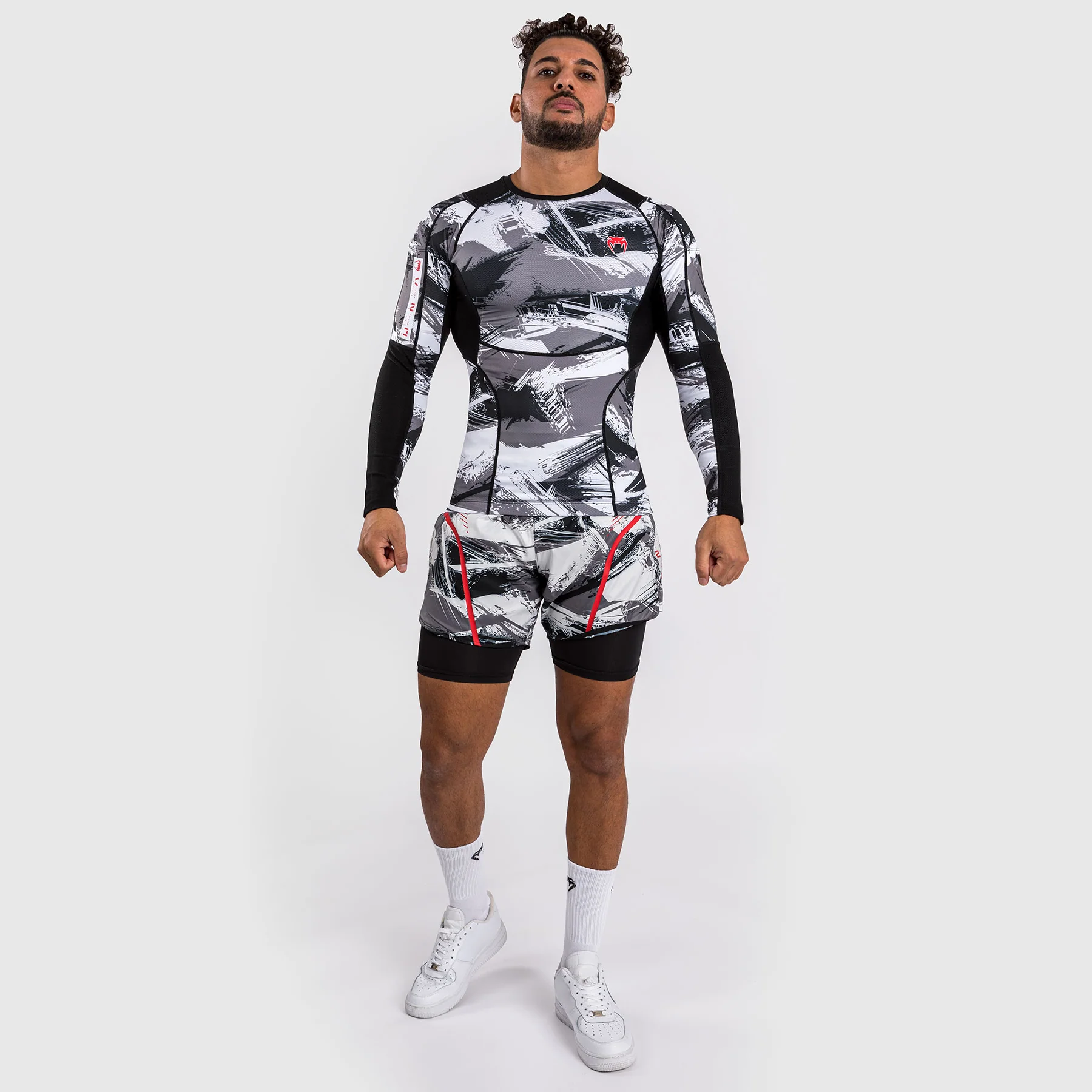 Venum Electron 3.0 Lycra Manga Larga -  Gris/Rojo