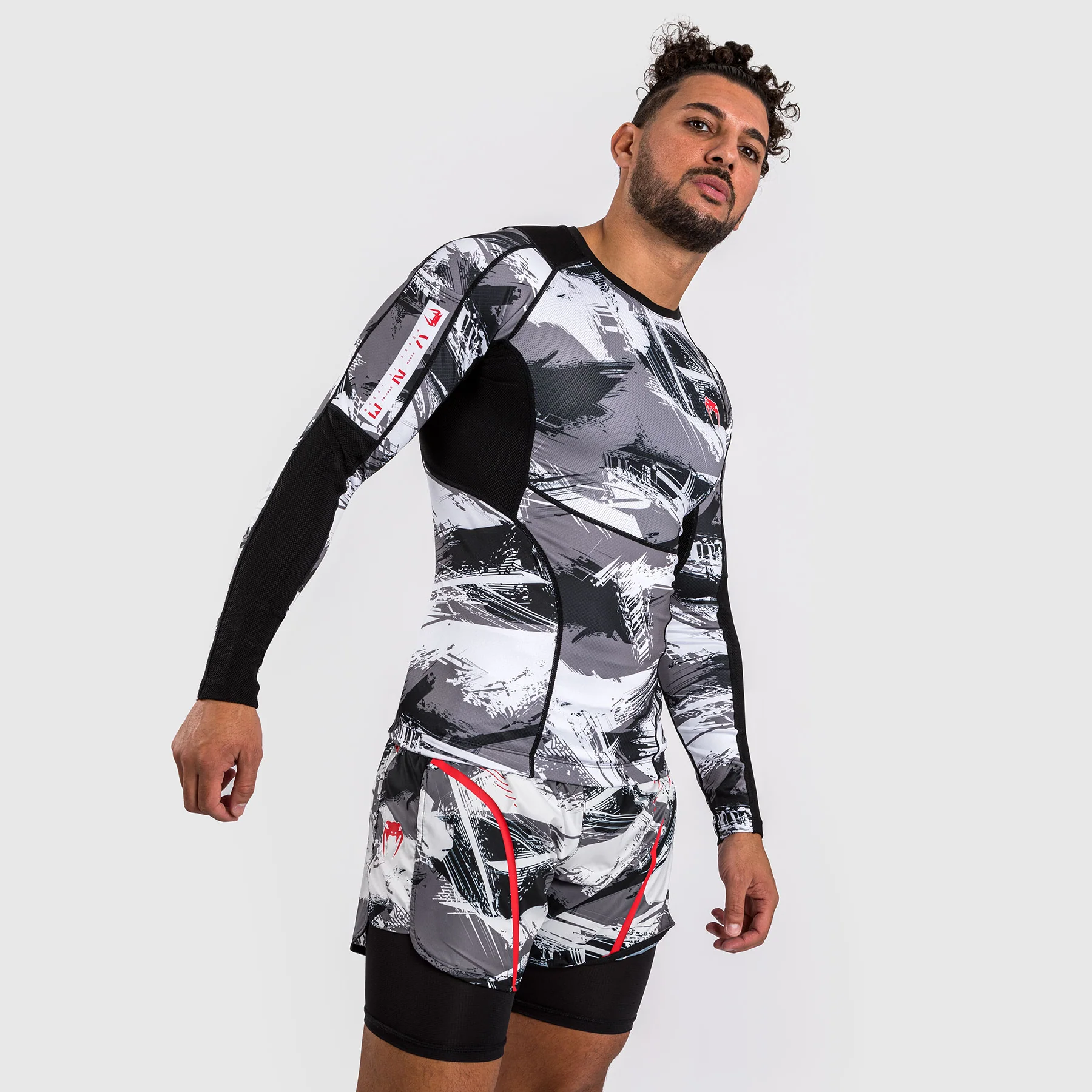 Venum Electron 3.0 Lycra Manga Larga -  Gris/Rojo - Image 2