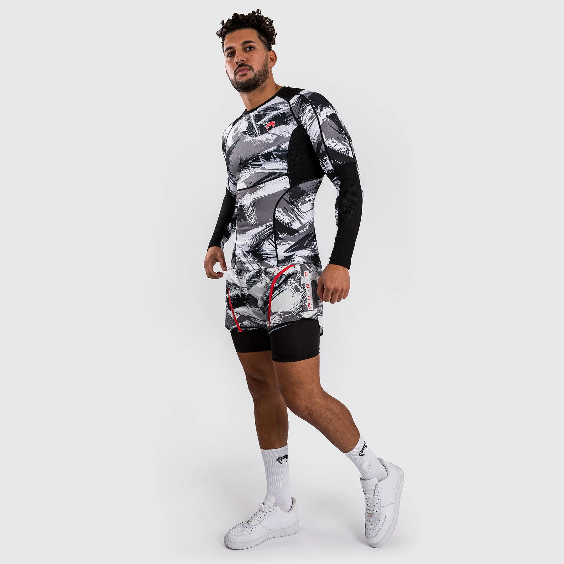 Venum Electron 3.0 Lycra Manga Larga -  Gris/Rojo - Image 3
