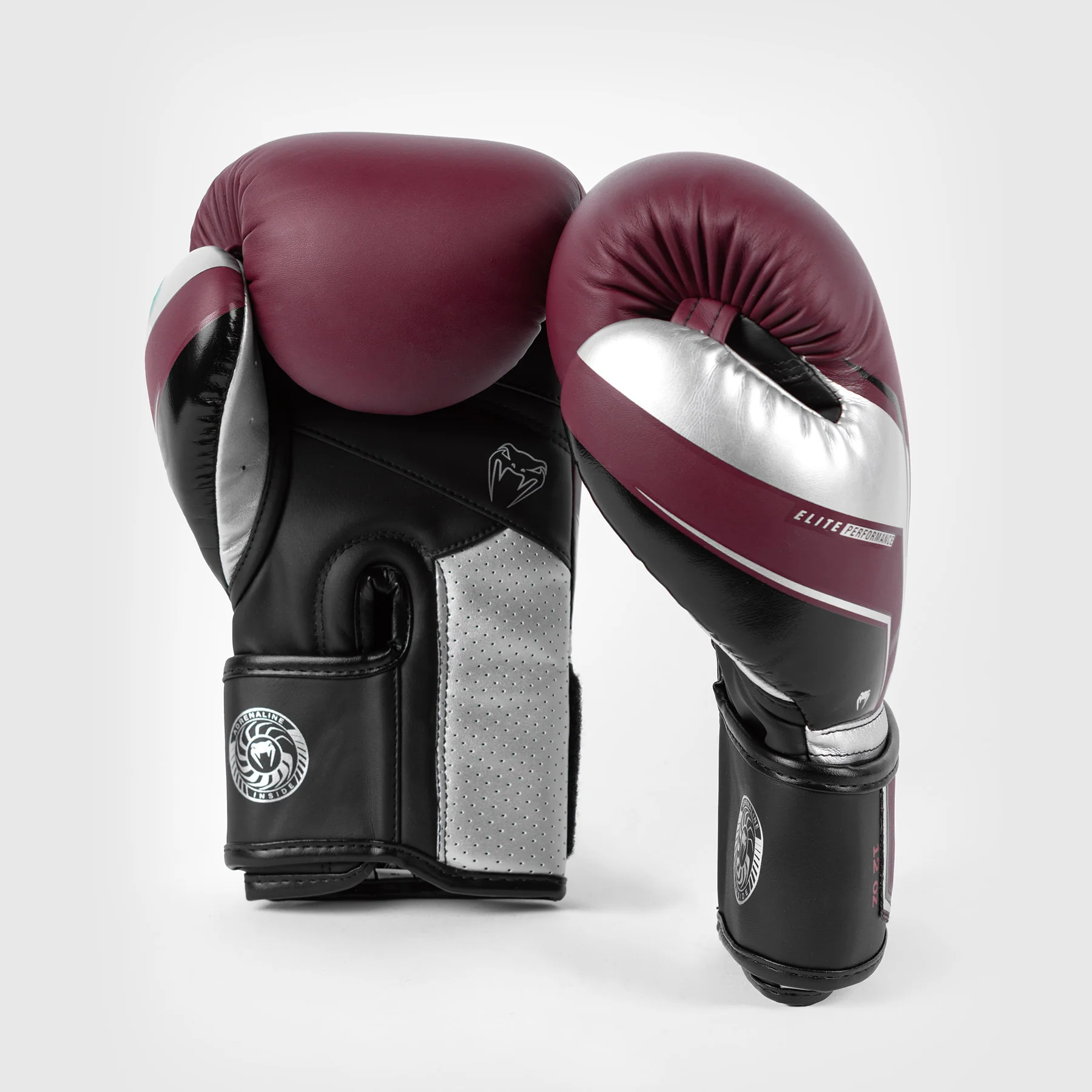 Venum Elite Evo Guantes de Boxeo - Borgoña/Plata - Image 3