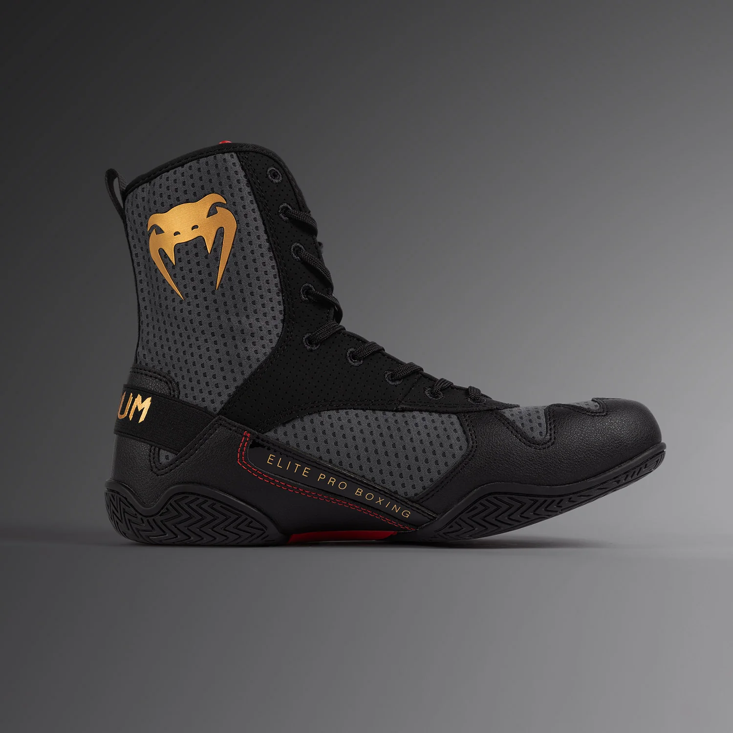 Venum Elite Zapatillas de Boxeo - Gris Tormenta/Oro - Image 3