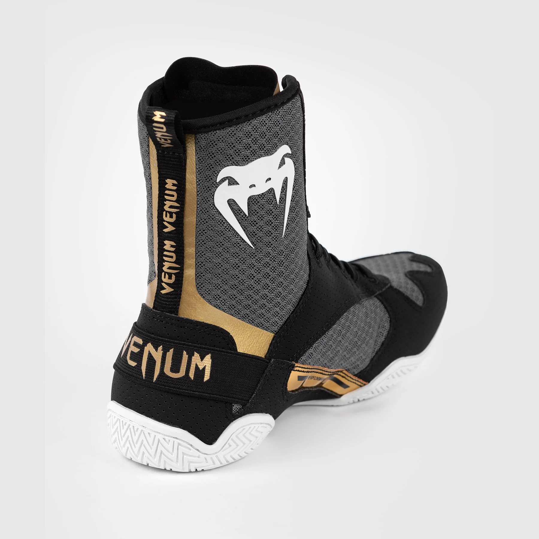Venum Elite Zapatillas de Boxeo - Negro/Blanco/Oro - Image 7