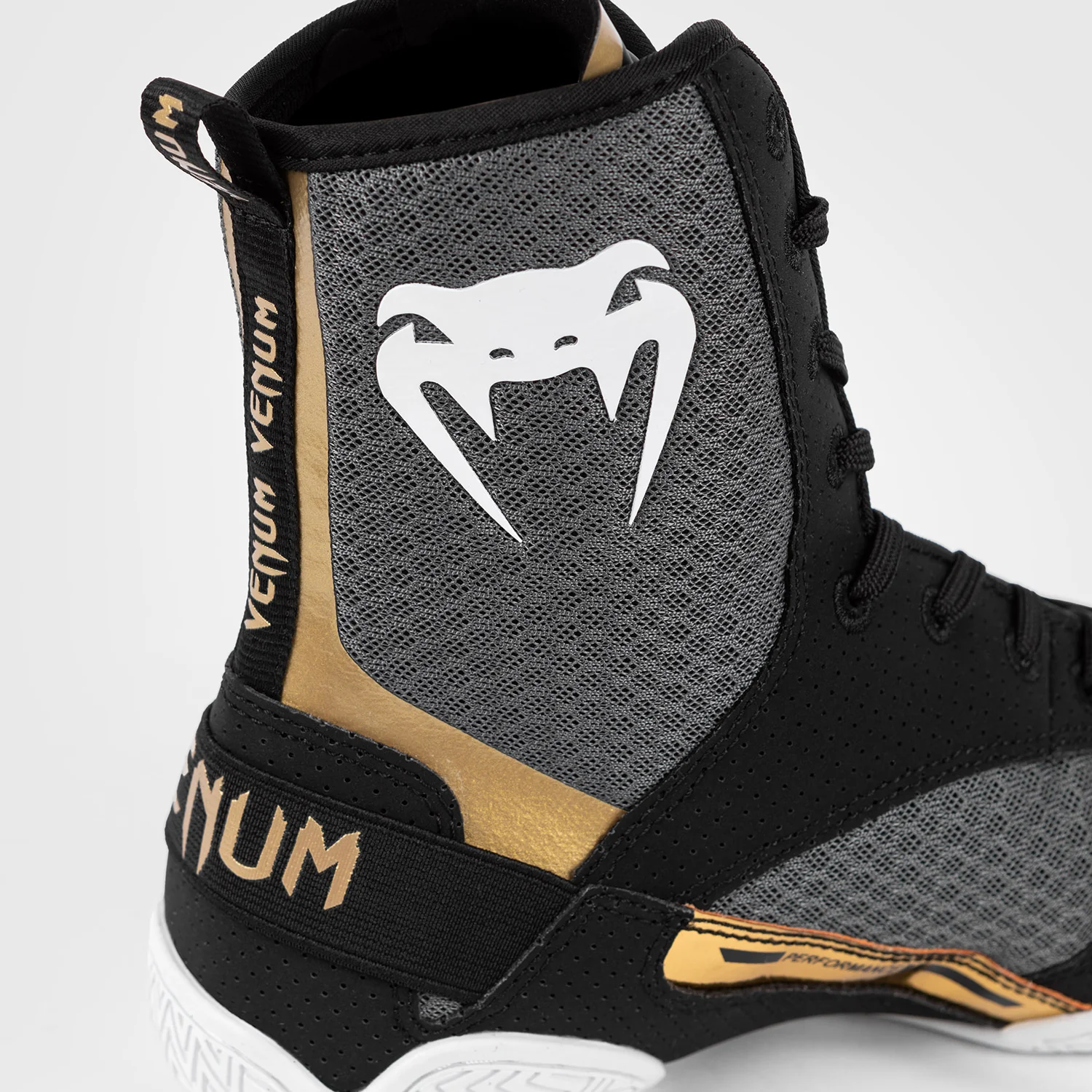 Venum Elite Zapatillas de Boxeo - Negro/Blanco/Oro - Image 9