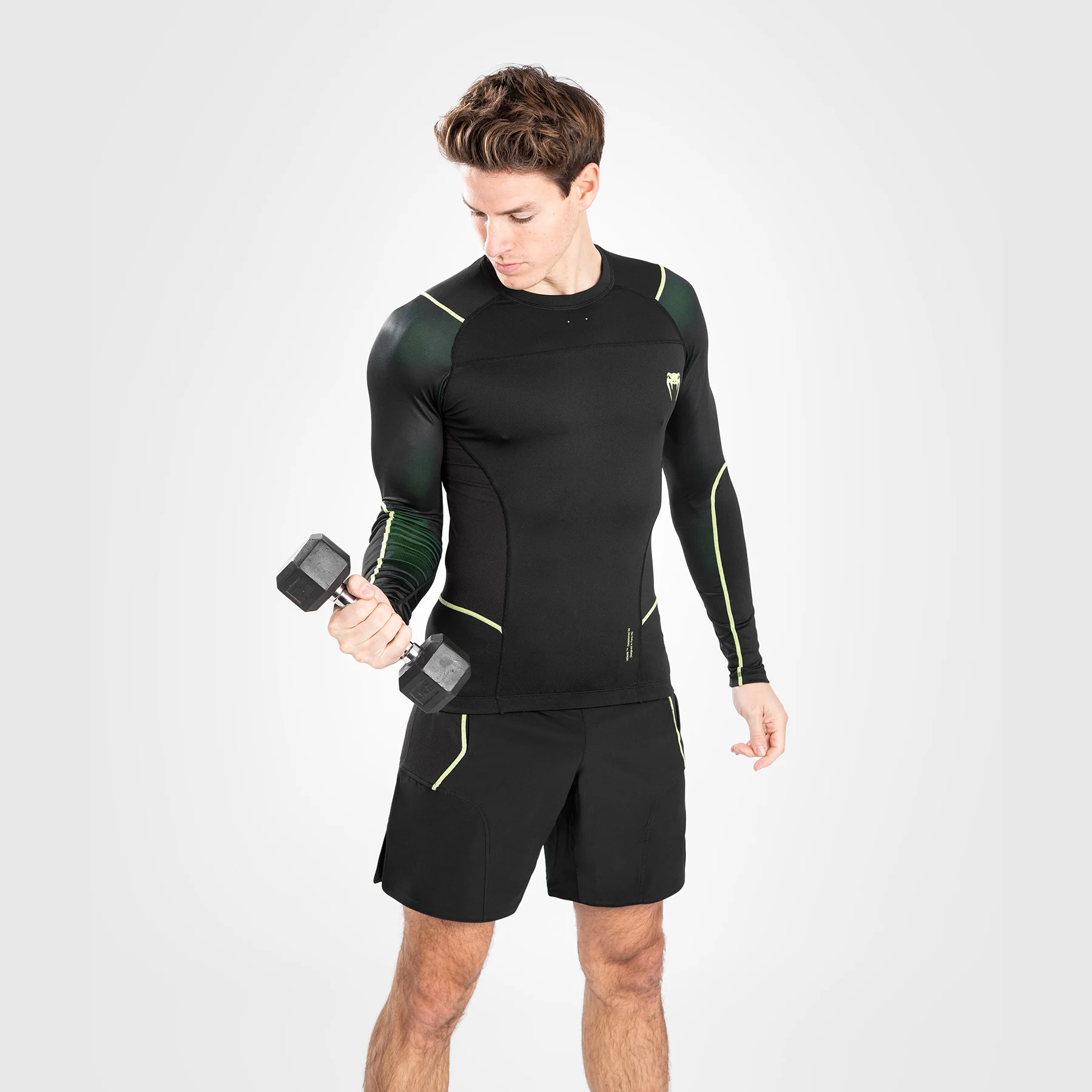 Venum Fusion 2.0 Lycra para hombre - Manga larga - Negro/Amarillo