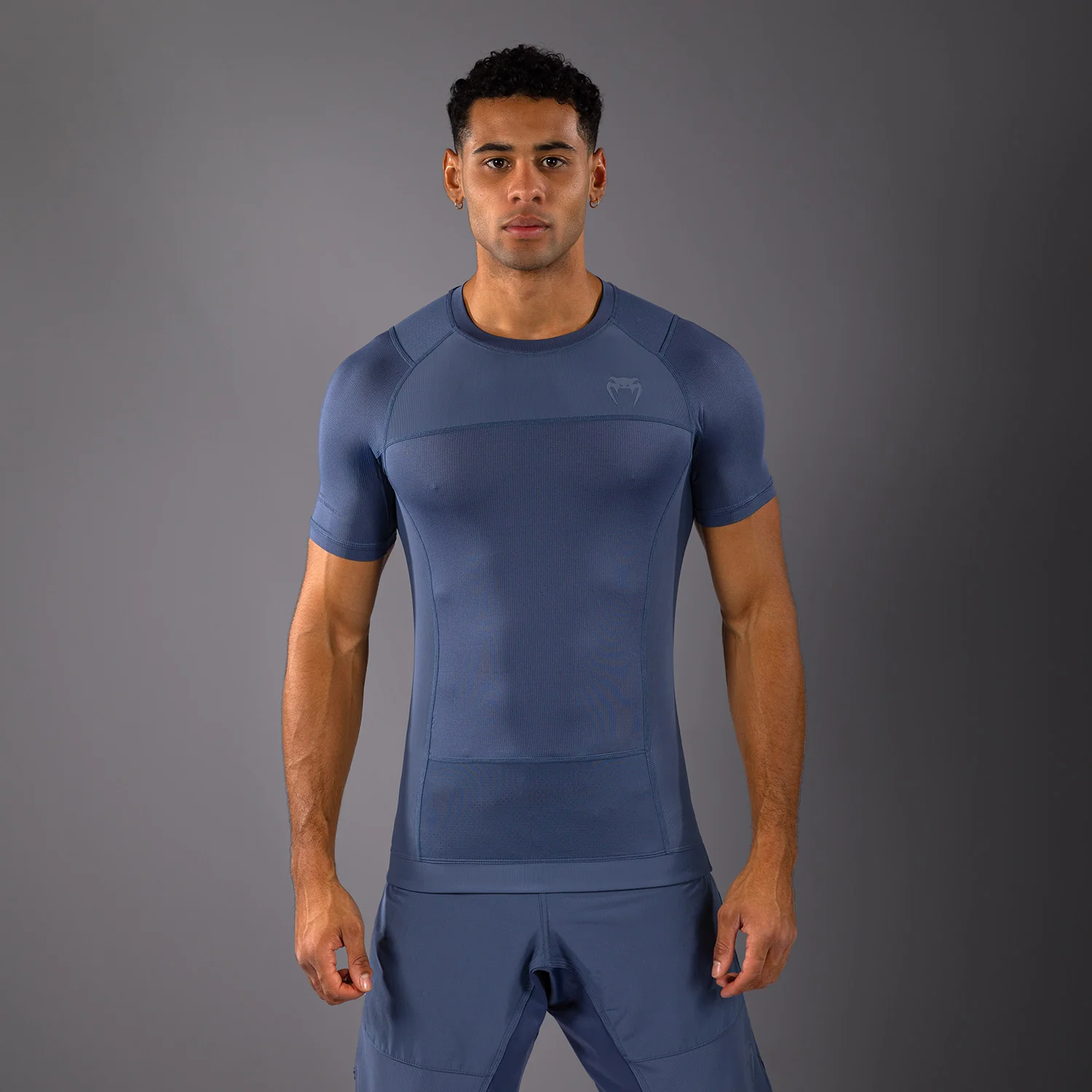 Venum G-Fit Air Rashguard de Manga Corta para Hombre - Azul Niebla