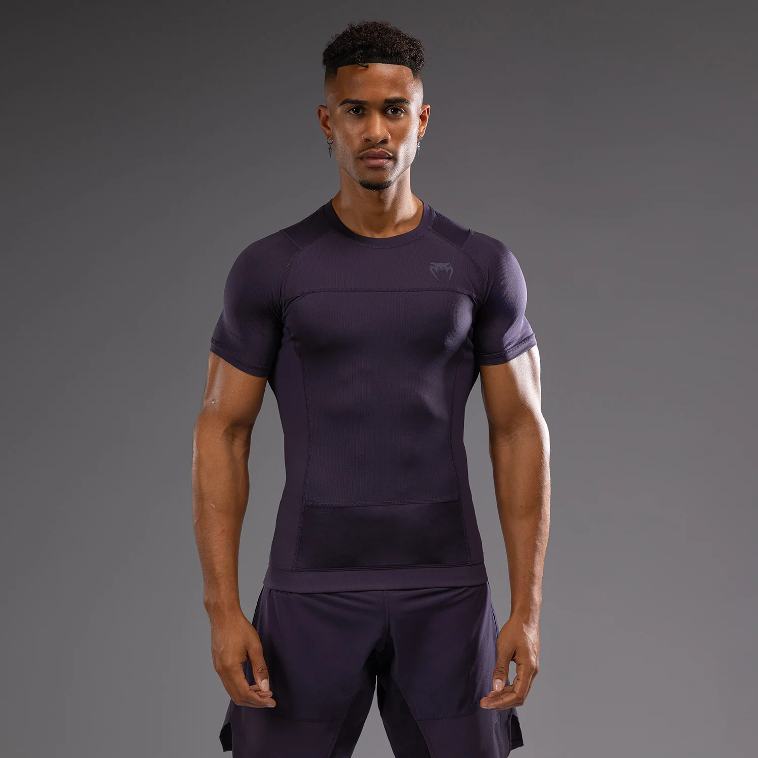 Venum G-Fit Air Rashguard de Manga Corta para Hombre - Púrpura Profundo