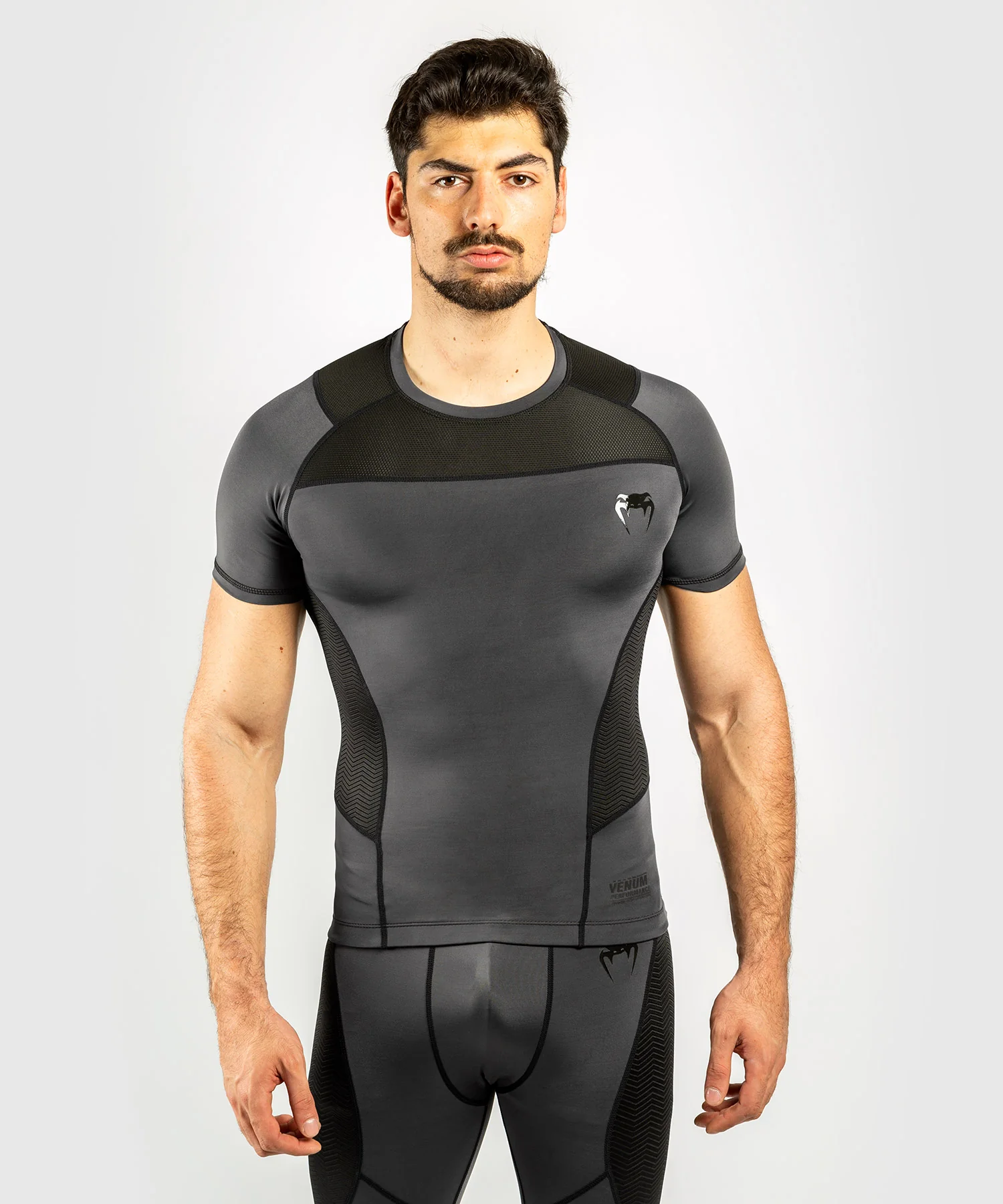 Venum G-Fit Rashguard - Manga corta - Gris/Negro