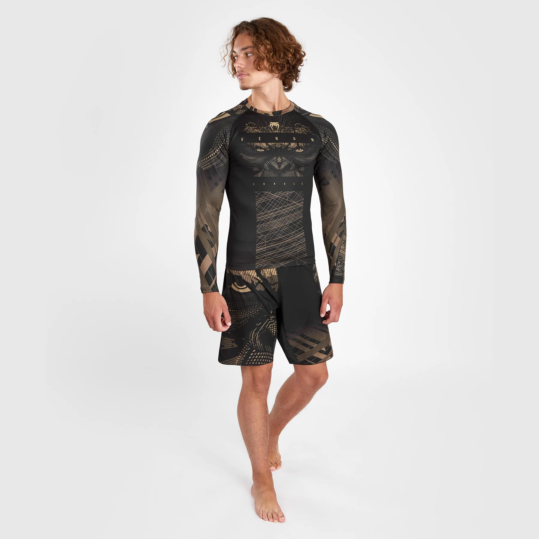 Venum Gorilla Jungle Rashguard Manga Larga - Arena/Negro - Image 4