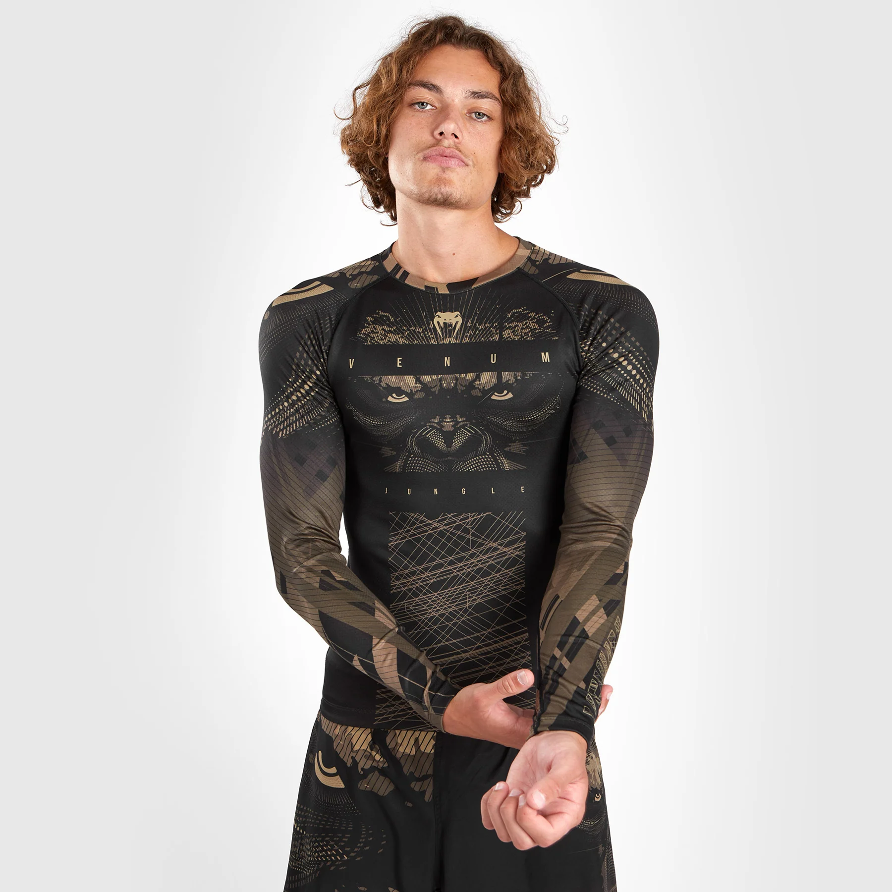 Venum Gorilla Jungle Rashguard Manga Larga - Arena/Negro - Image 6