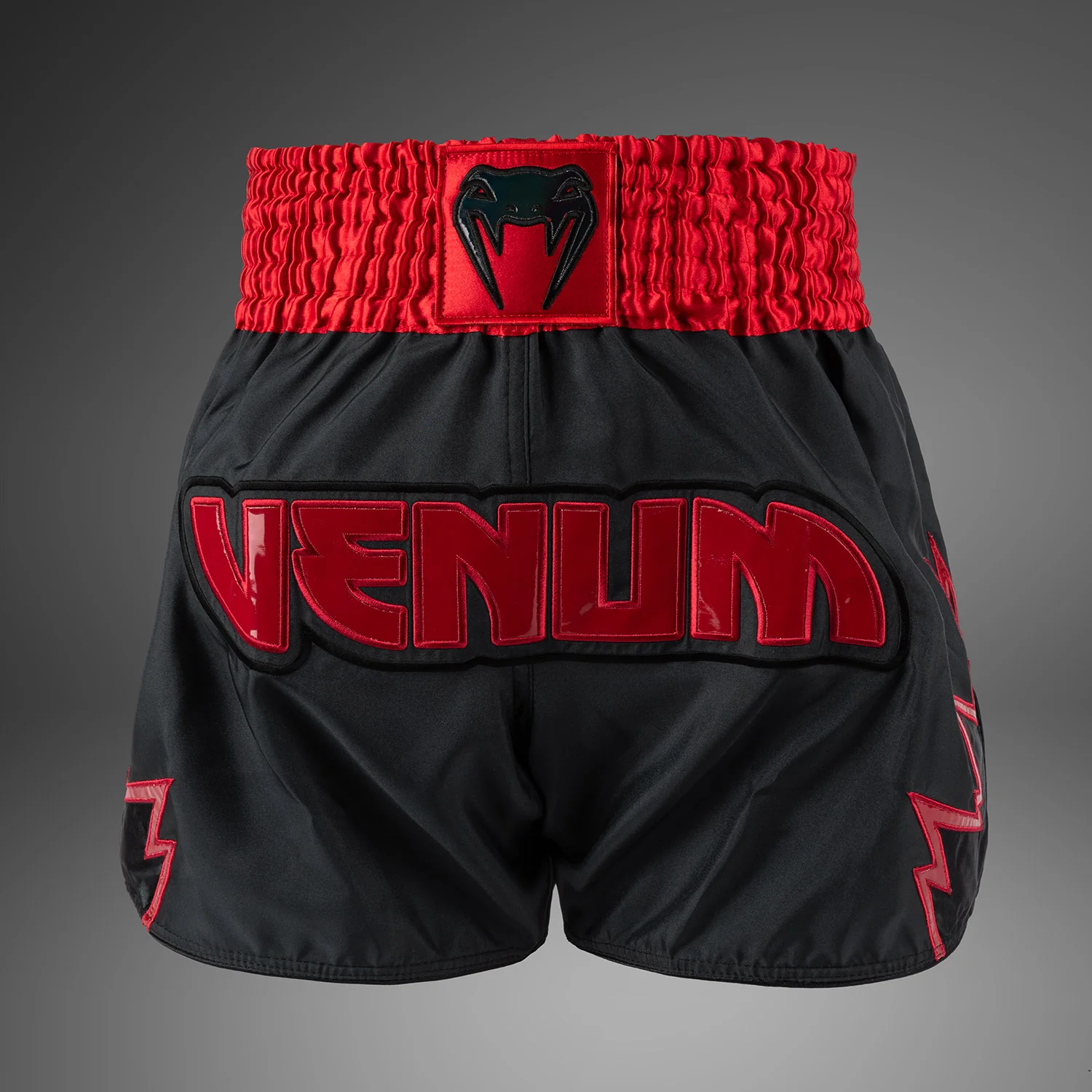 Venum Inferno Pantalones Cortos de Muay Thai - Gris Carbón/Rojo
