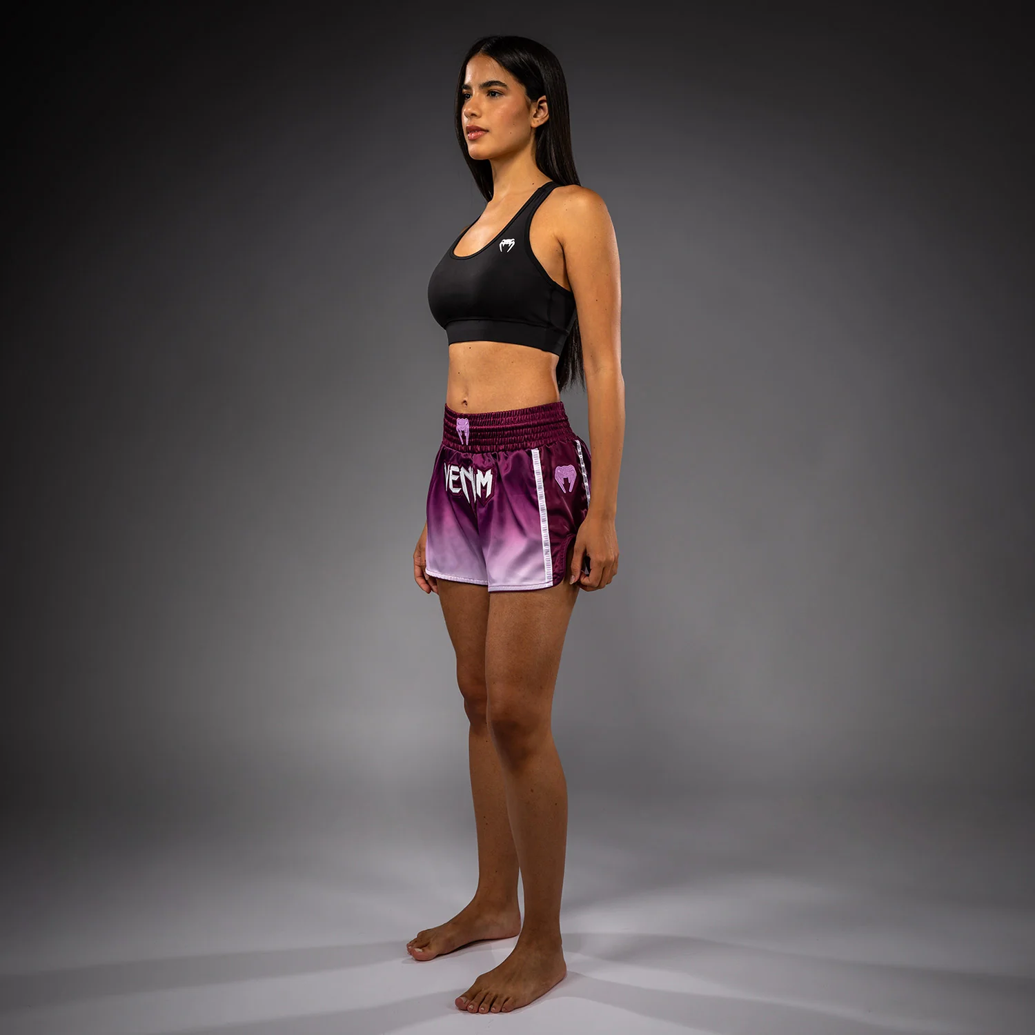 Venum Iris Pantalones Cortos Muay Thai - Ciruela/Blanco - Image 7