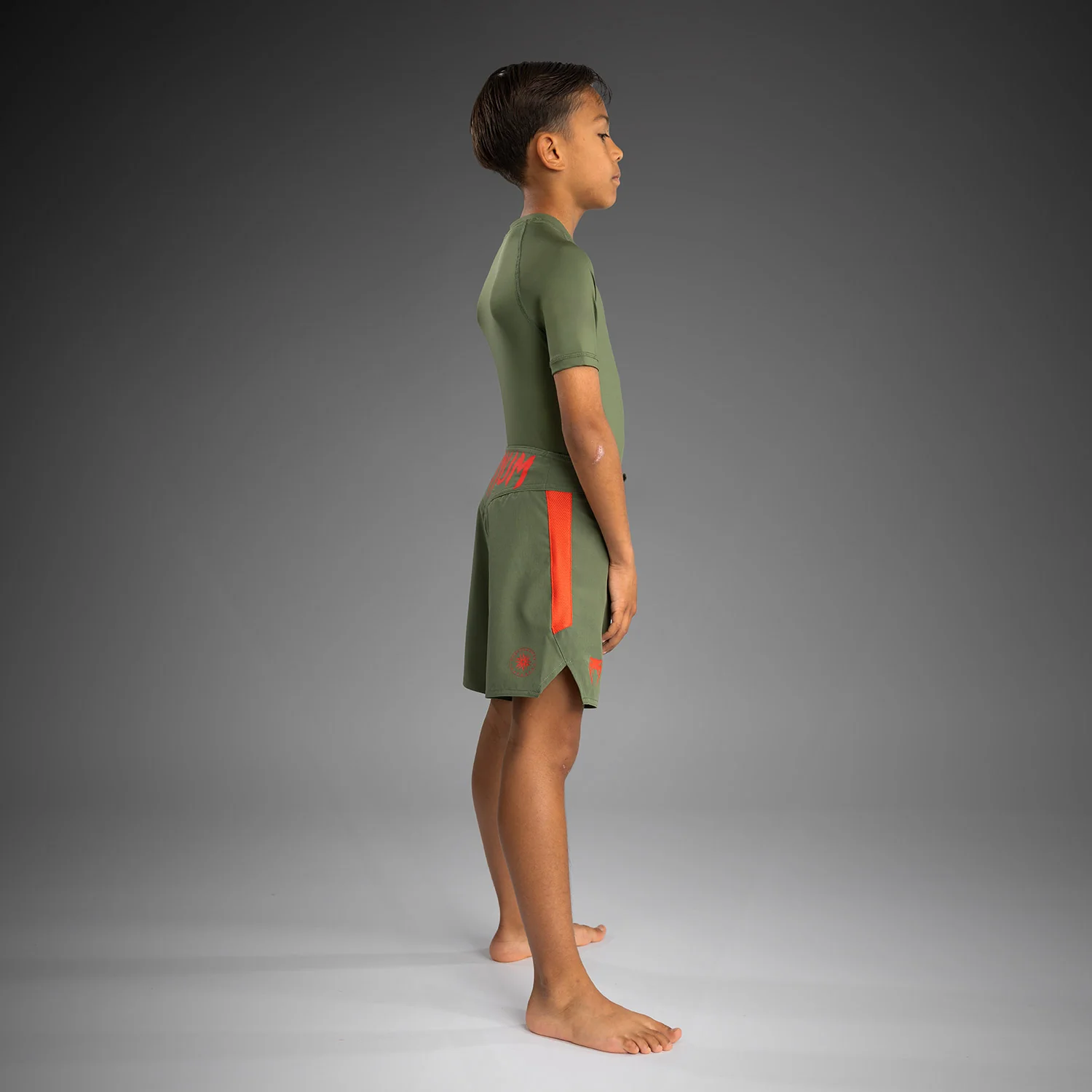 Venum Light Pantalones de Lucha para Niños - Verde Ejército/Naranja - Image 3