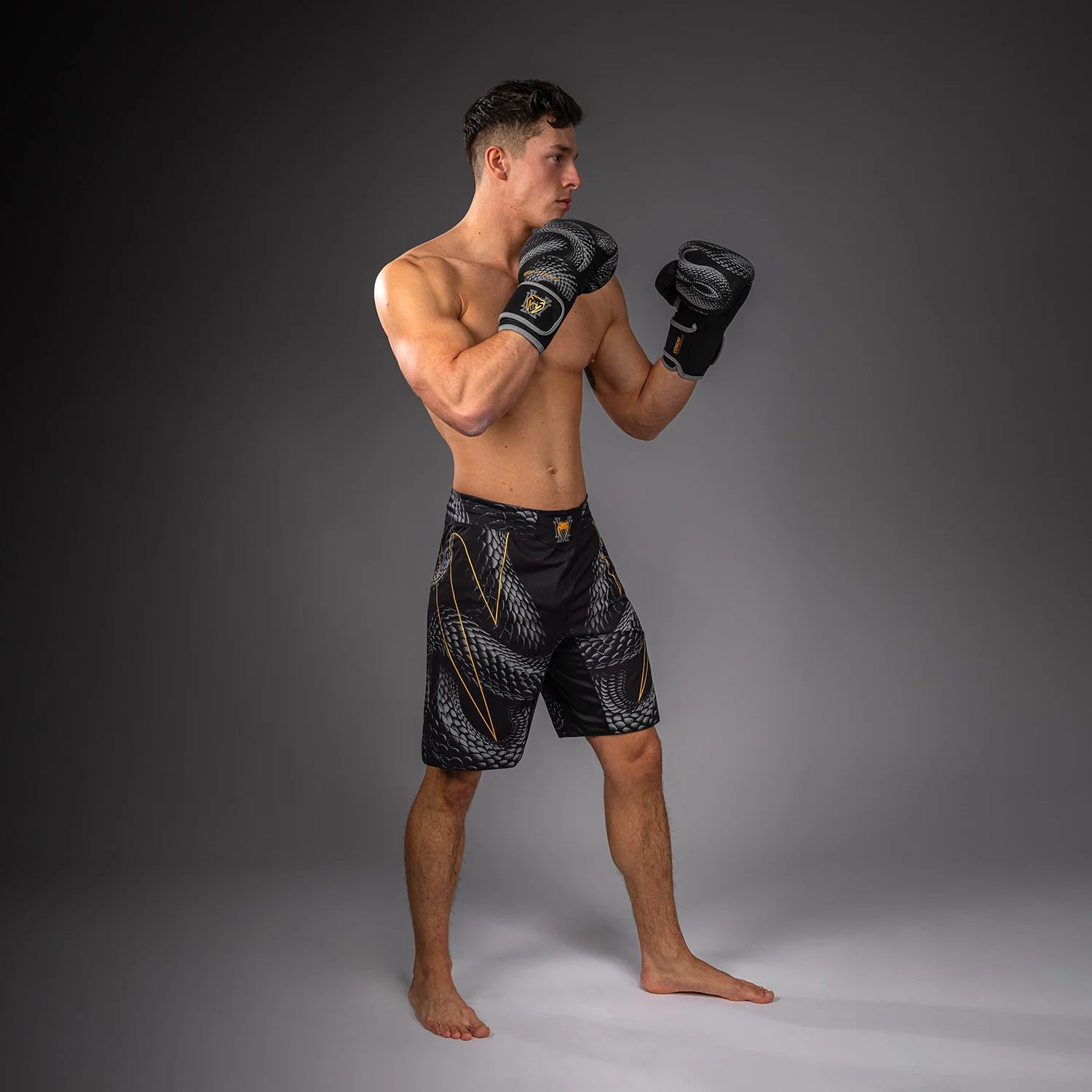 Venum Matupa Short de Combate - Negro/Gris/Oro - Image 6