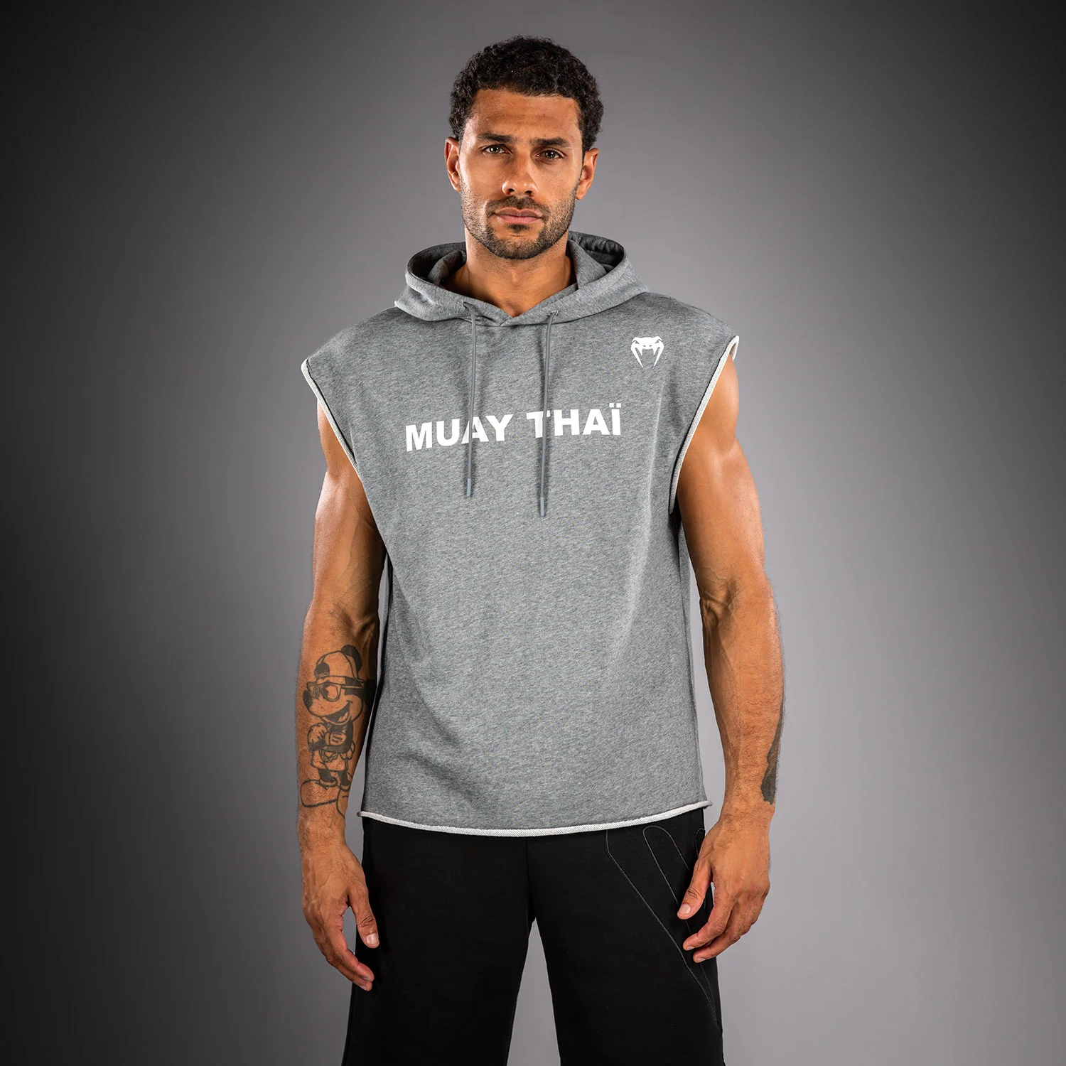 Venum Muay Thai VT Sudadera con Capucha Sin Mangas – Gris Jaspeado