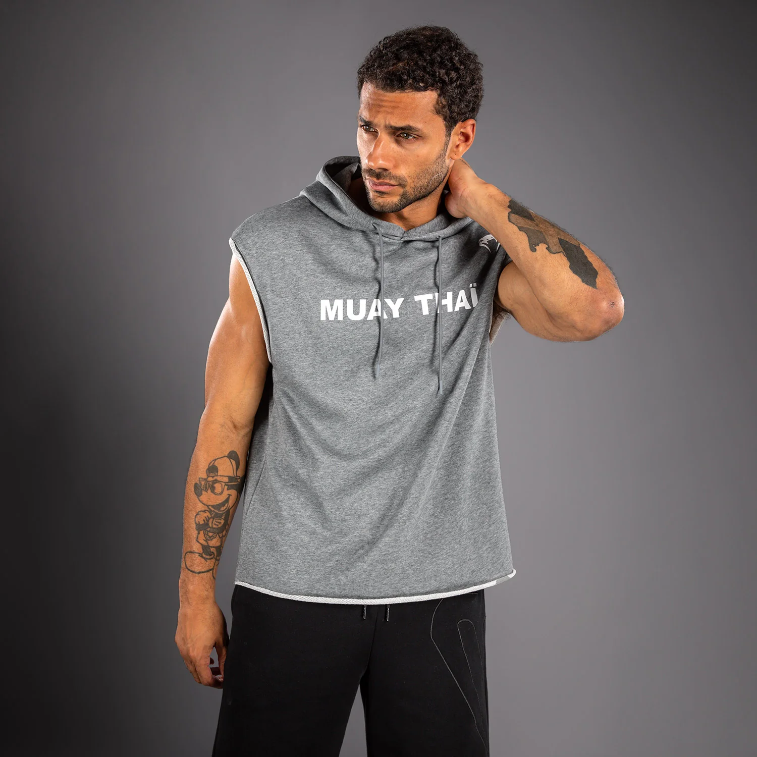 Venum Muay Thai VT Sudadera con Capucha Sin Mangas – Gris Jaspeado - Image 2