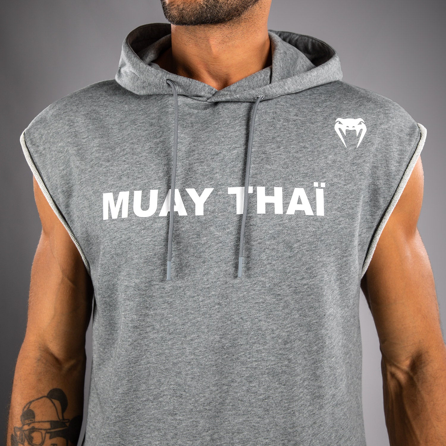 Venum Muay Thai VT Sudadera con Capucha Sin Mangas – Gris Jaspeado - Image 5