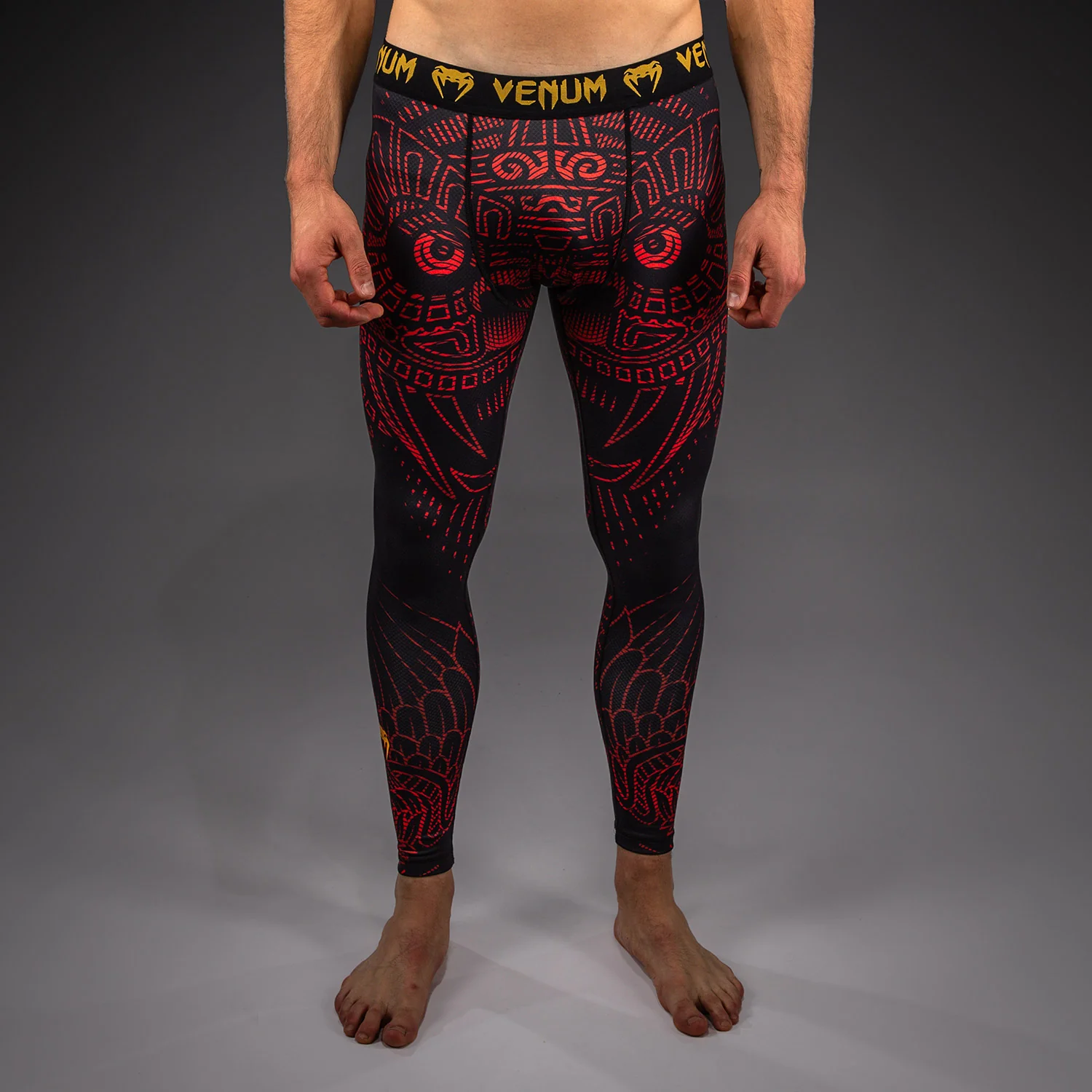 Venum Quetzal Fury Pantalones Cortos Compresivos - Negro/Rojo Fury/Mandarina