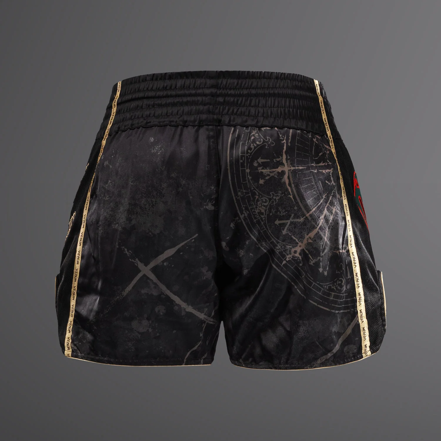 Venum Santa Muerte 5.0 Pantalones Cortos de Muay Thai - Negro Profundo/Oro - Image 3