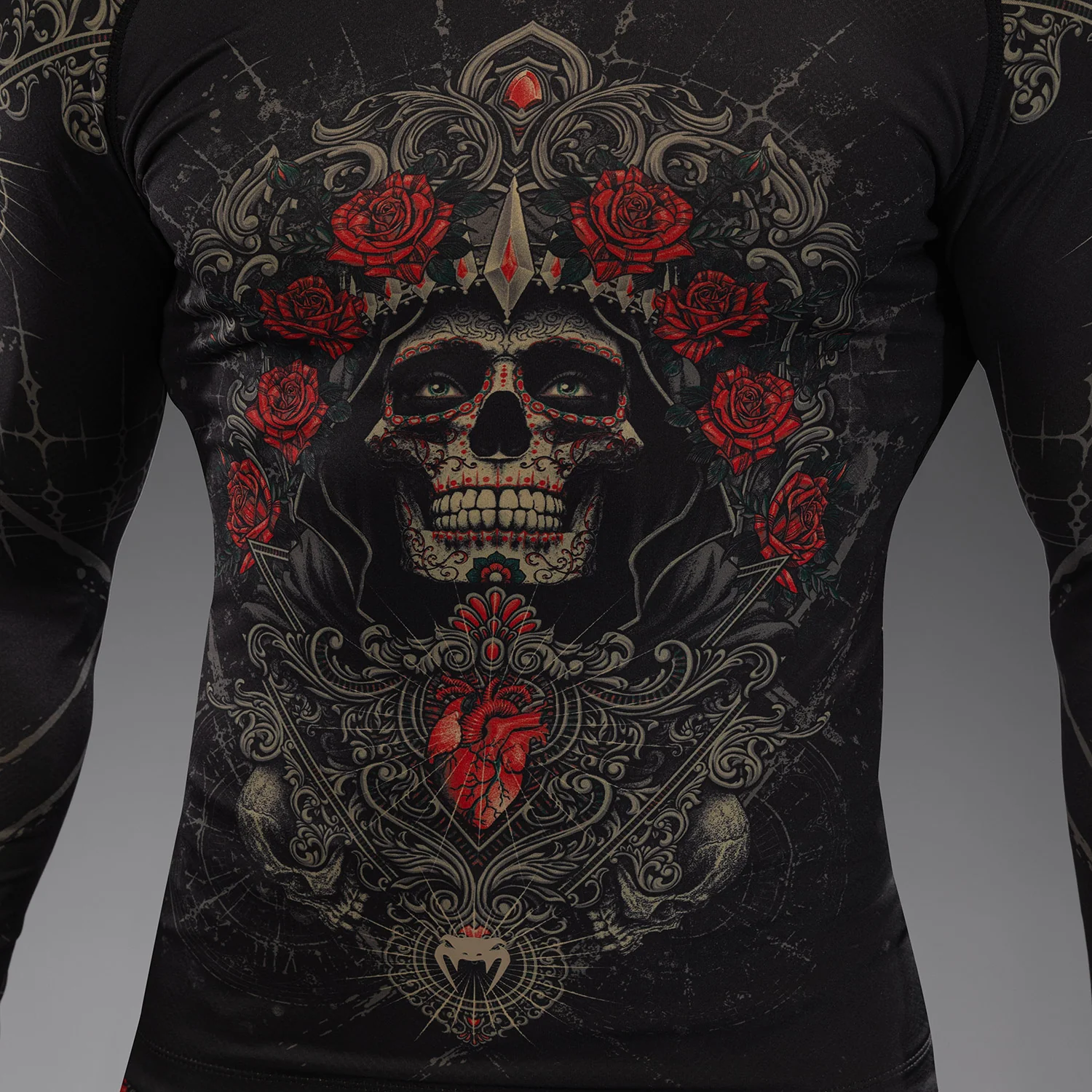 Venum Santa Muerte 5.0 Rashguard de Manga Larga para Hombre - Negro Profundo/Oro - Image 5