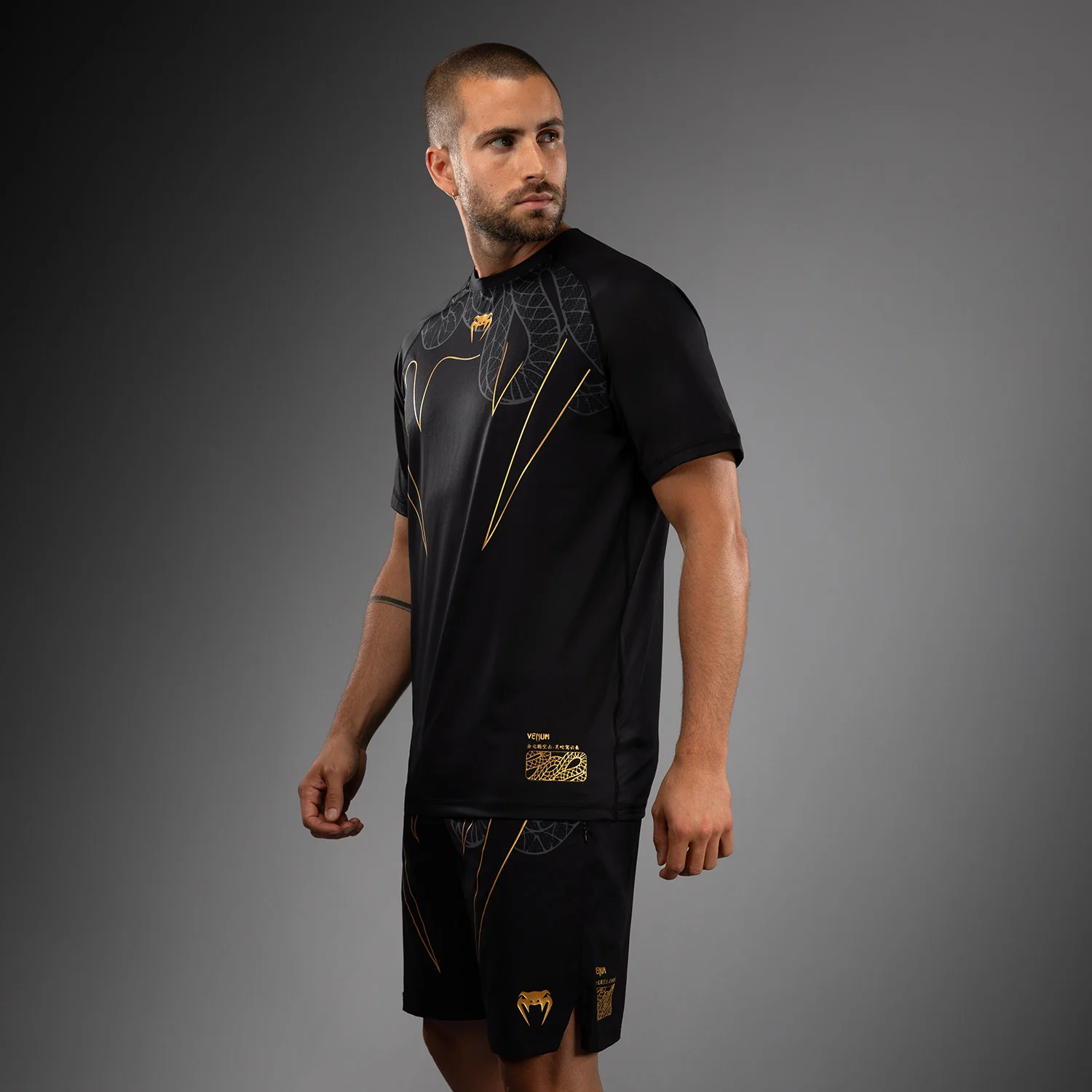 Venum Serpenti Dry Tech Camiseta – Negro/Plata/Dorado - Image 3