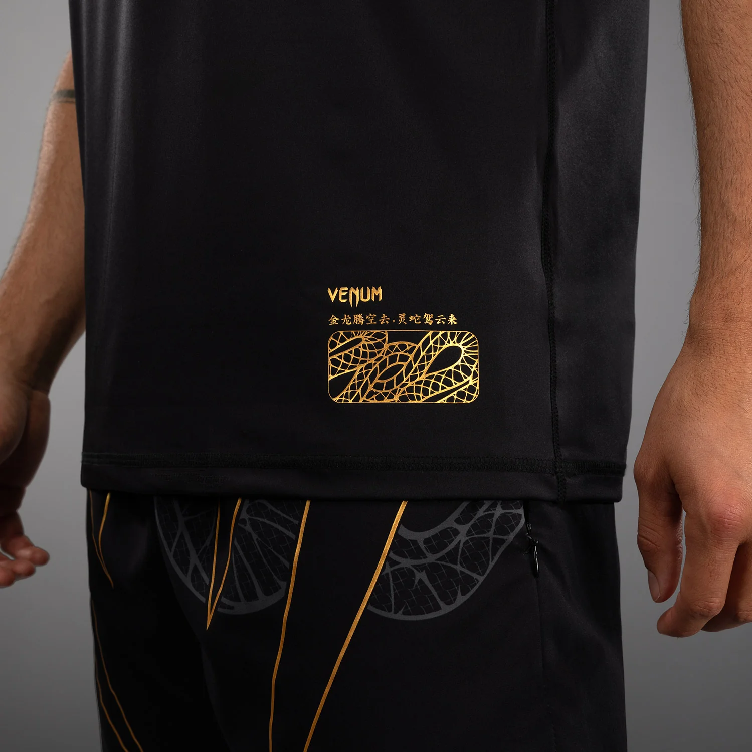 Venum Serpenti Dry Tech Camiseta – Negro/Plata/Dorado - Image 7