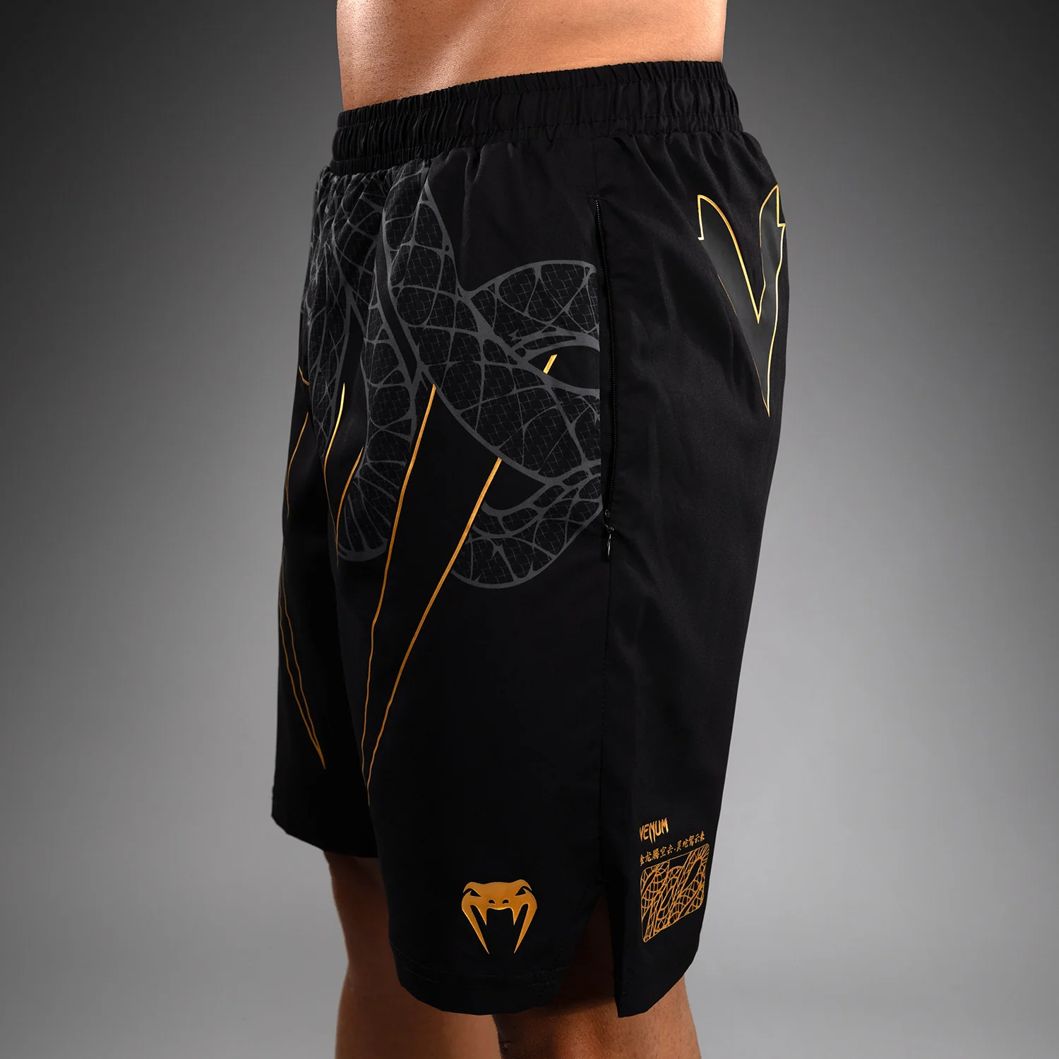 Venum Serpenti Pantalones Cortos de Entrenamiento – Negro/Plata/Dorado - Image 6