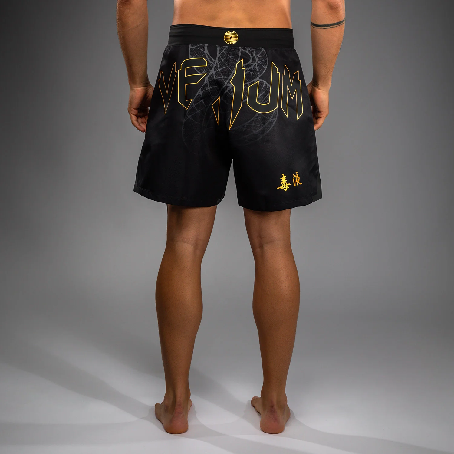 Venum Serpenti Pantalones Cortos de Lucha – Negro/Plata/Dorado - Image 3