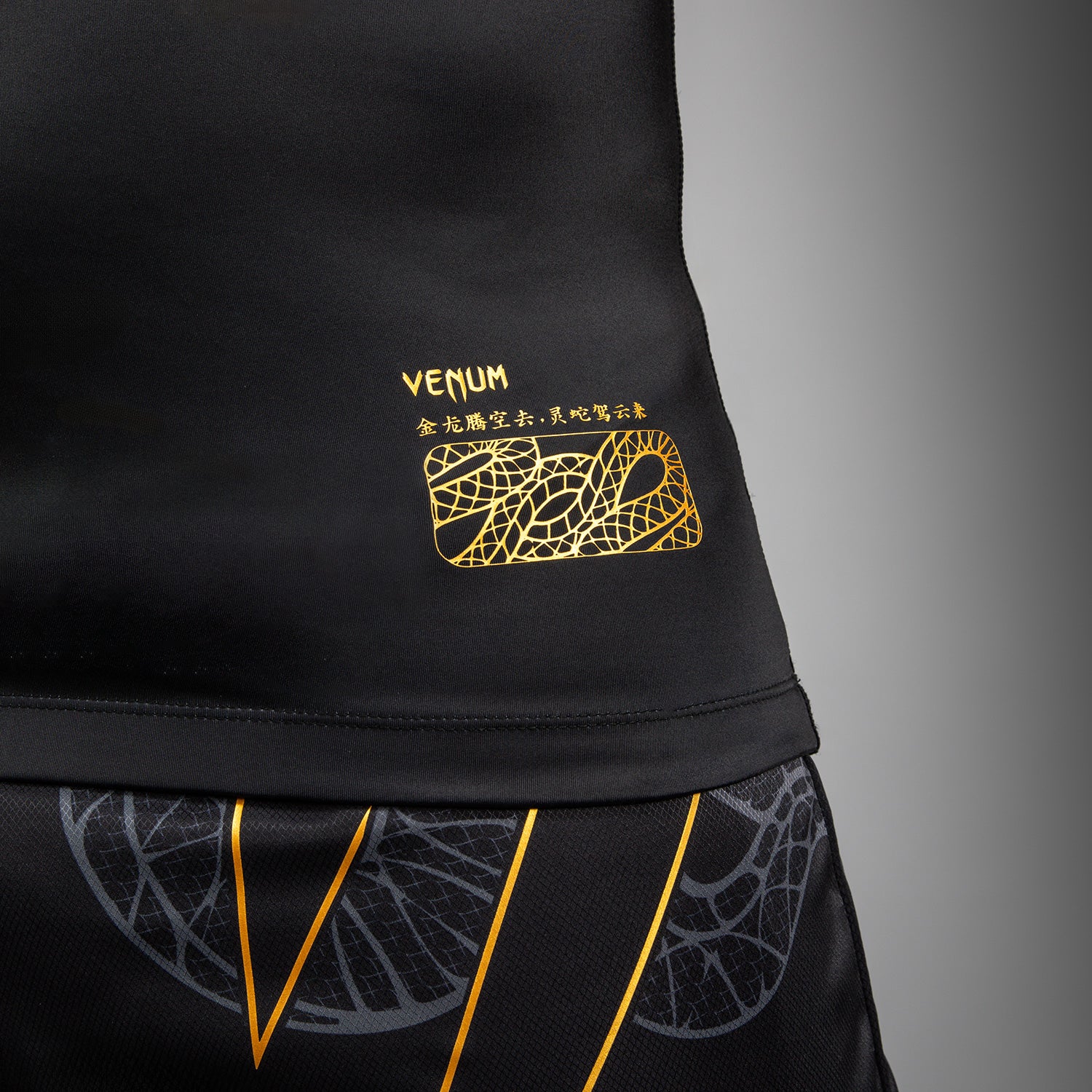 Venum Serpenti Rashguard de Manga Corta – Negro/Plata/Dorado - Image 5