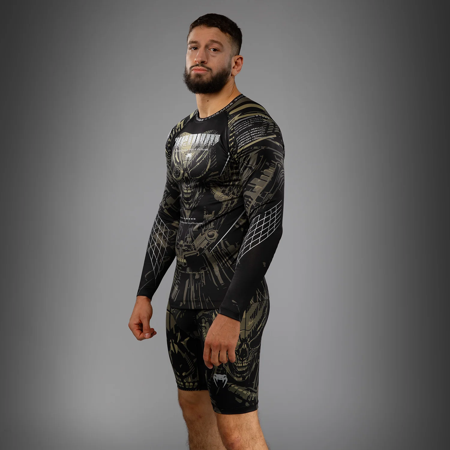 Venum Invader Camiseta de Manga Larga Rashguard - Negro/Sand - Image 5