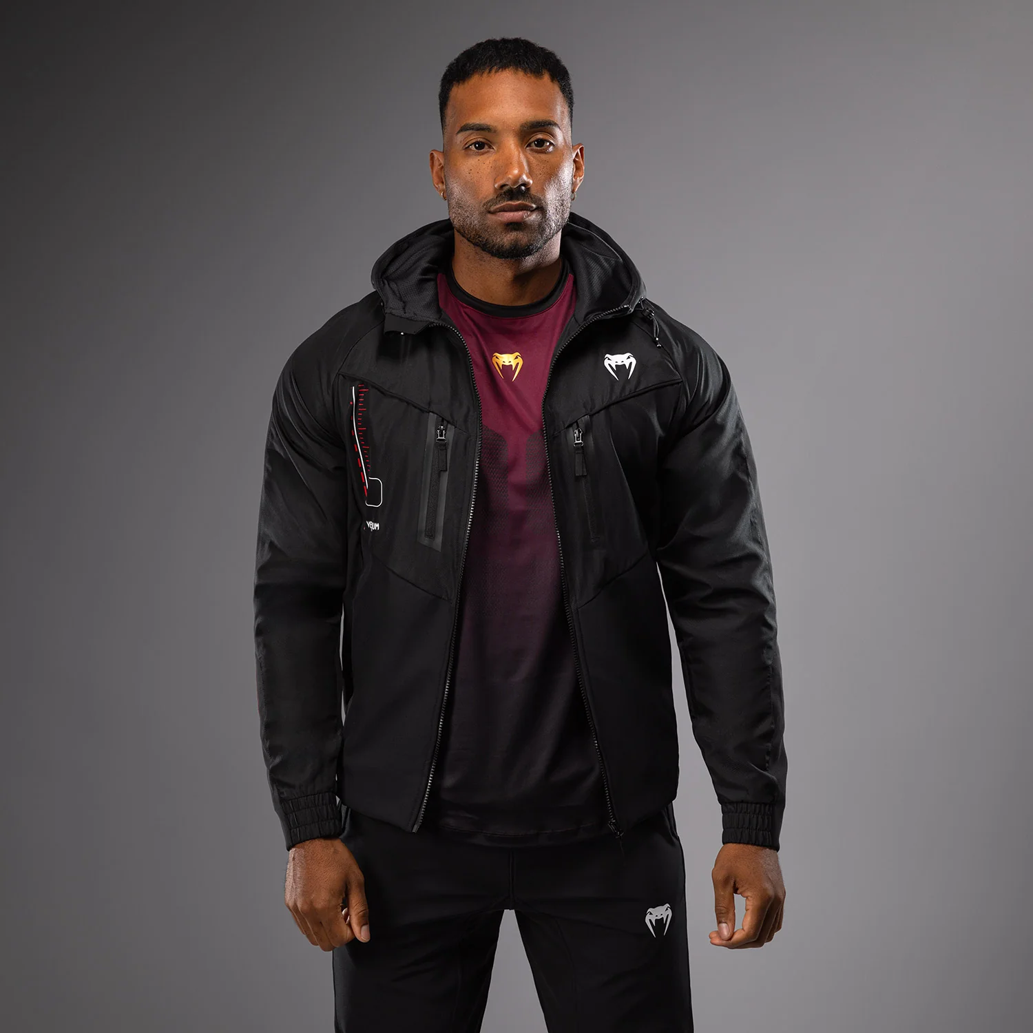 Venum Tactical XT Chaqueta de los hombres de la pista - Negro/fuego rojo