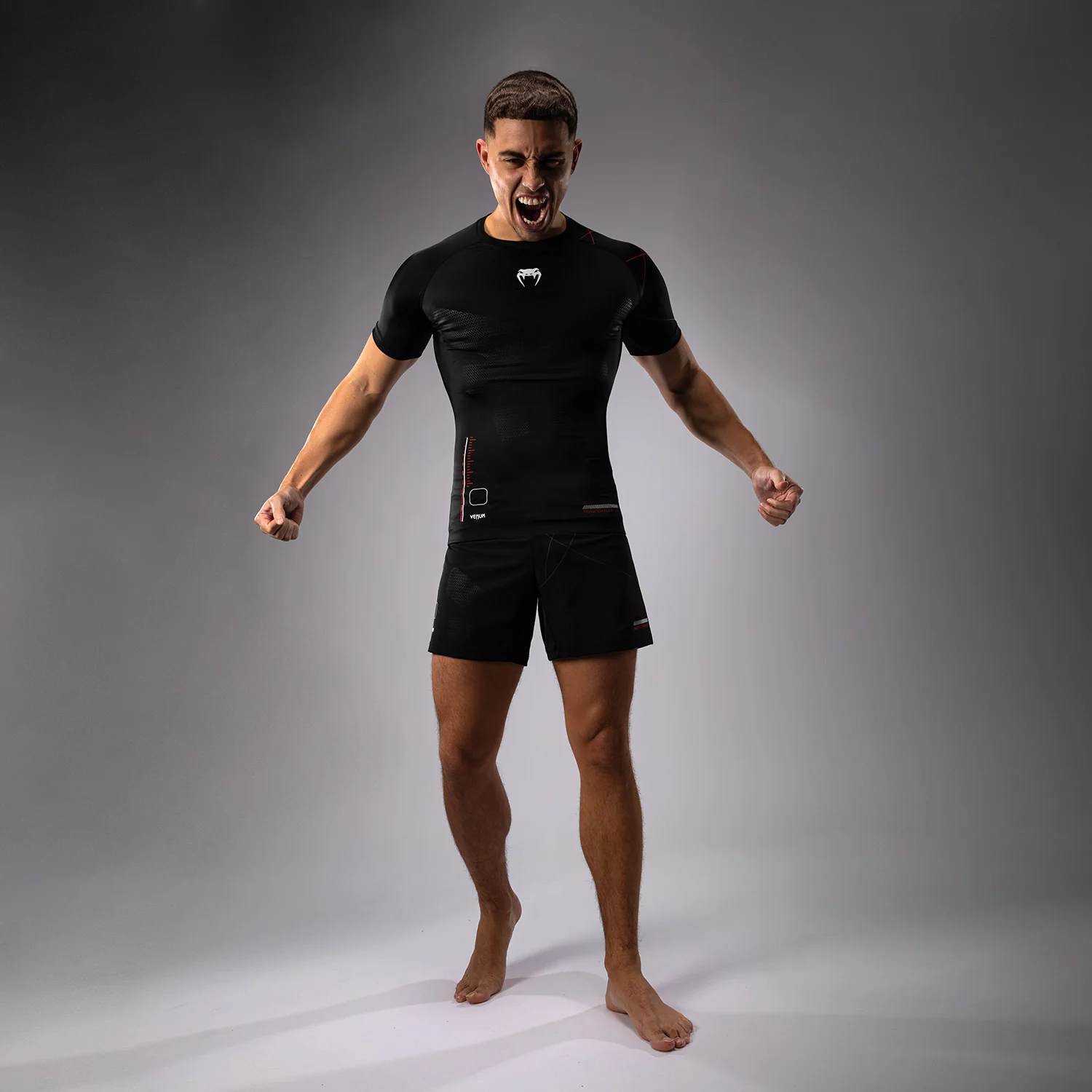 Venum Tactical XT Lycra de manga corta para hombre - Negro/Rojo fuego - Image 2