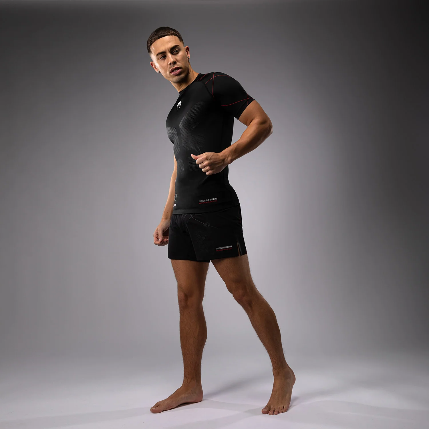 Venum Tactical XT Lycra de manga corta para hombre - Negro/Rojo fuego - Image 3