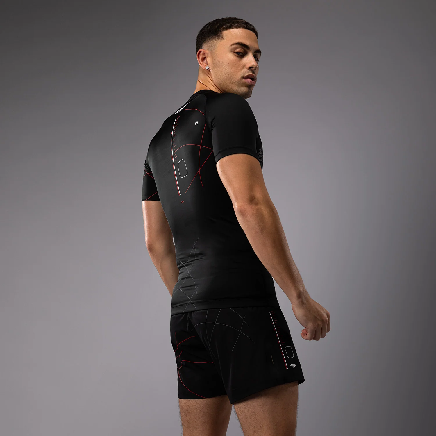 Venum Tactical XT Lycra de manga corta para hombre - Negro/Rojo fuego - Image 5