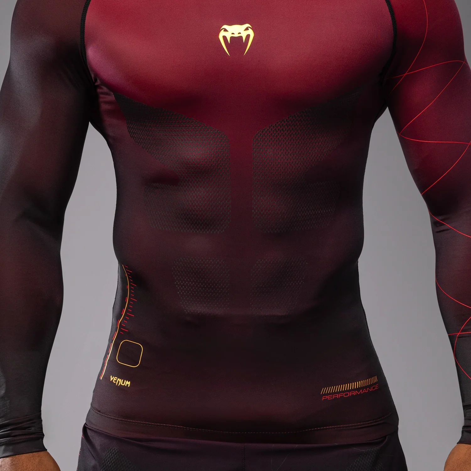 Venum Tactical XT Lycra de manga larga para hombre - Negra/Burdeos/Oro - Image 6
