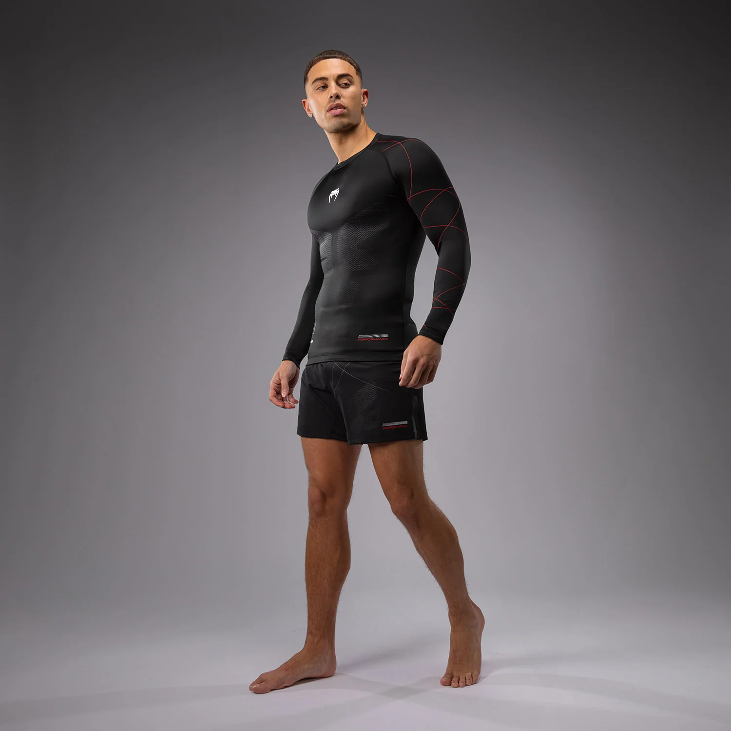 Venum Tactical XT Lycra de manga larga para hombre - Negro/Rojo fuego - Image 2