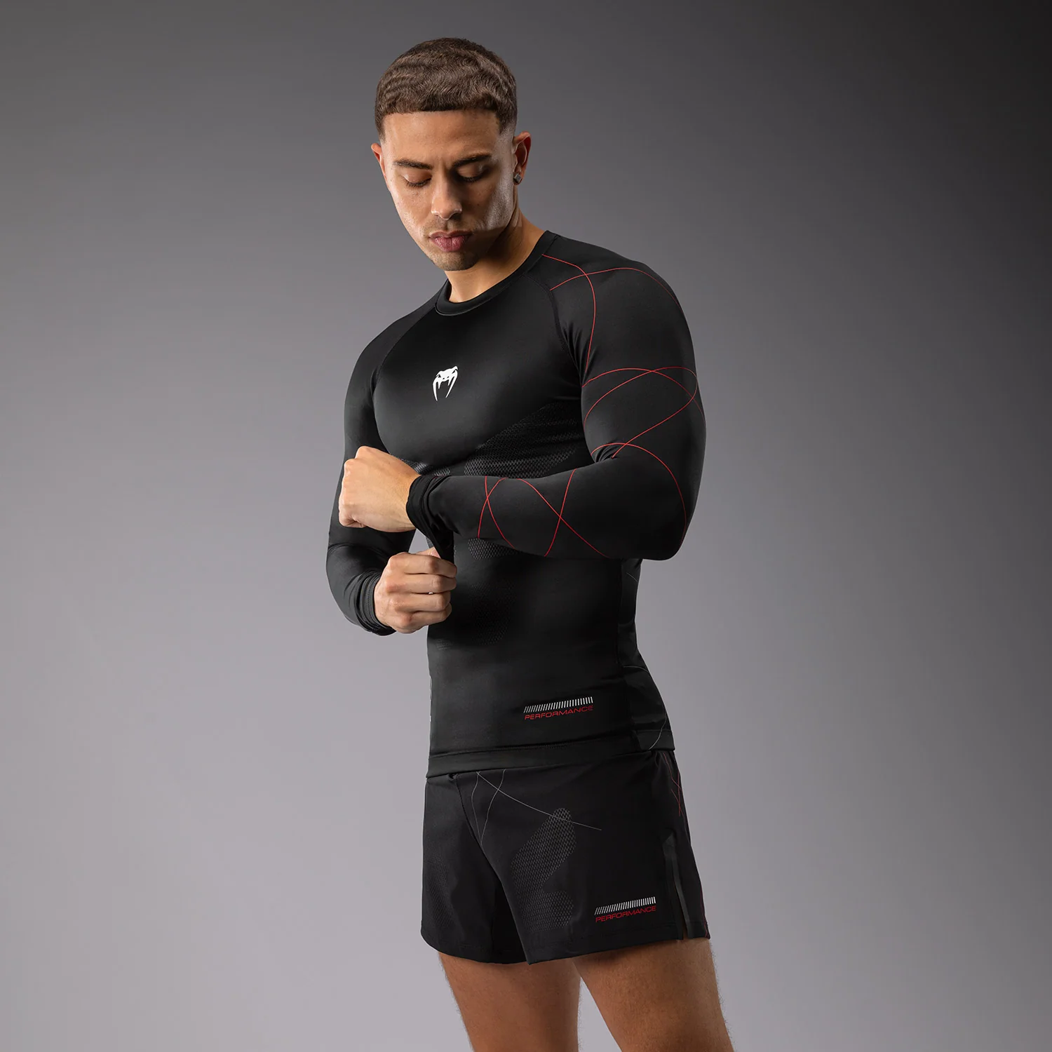 Venum Tactical XT Lycra de manga larga para hombre - Negro/Rojo fuego - Image 5