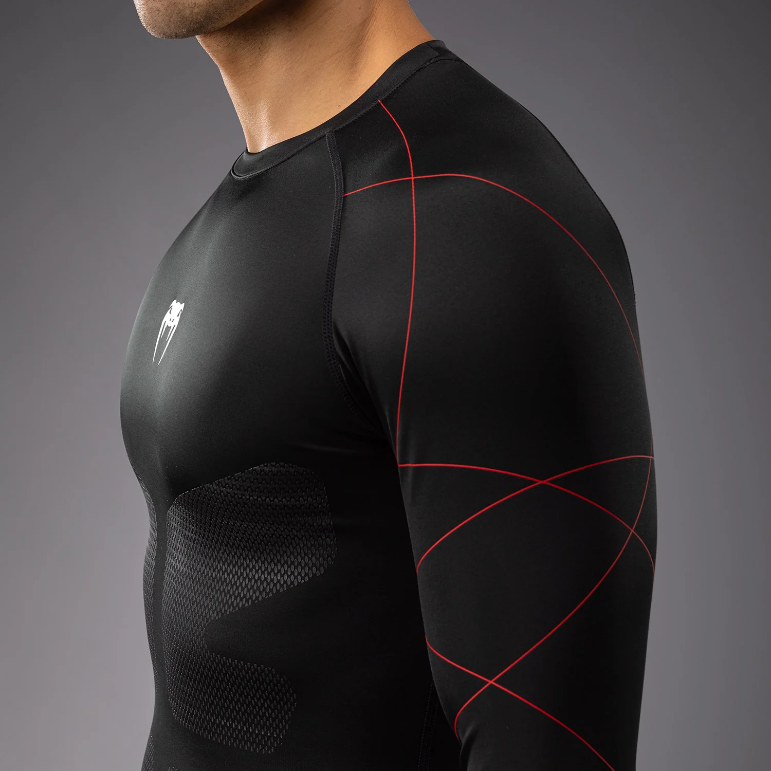 Venum Tactical XT Lycra de manga larga para hombre - Negro/Rojo fuego - Image 6