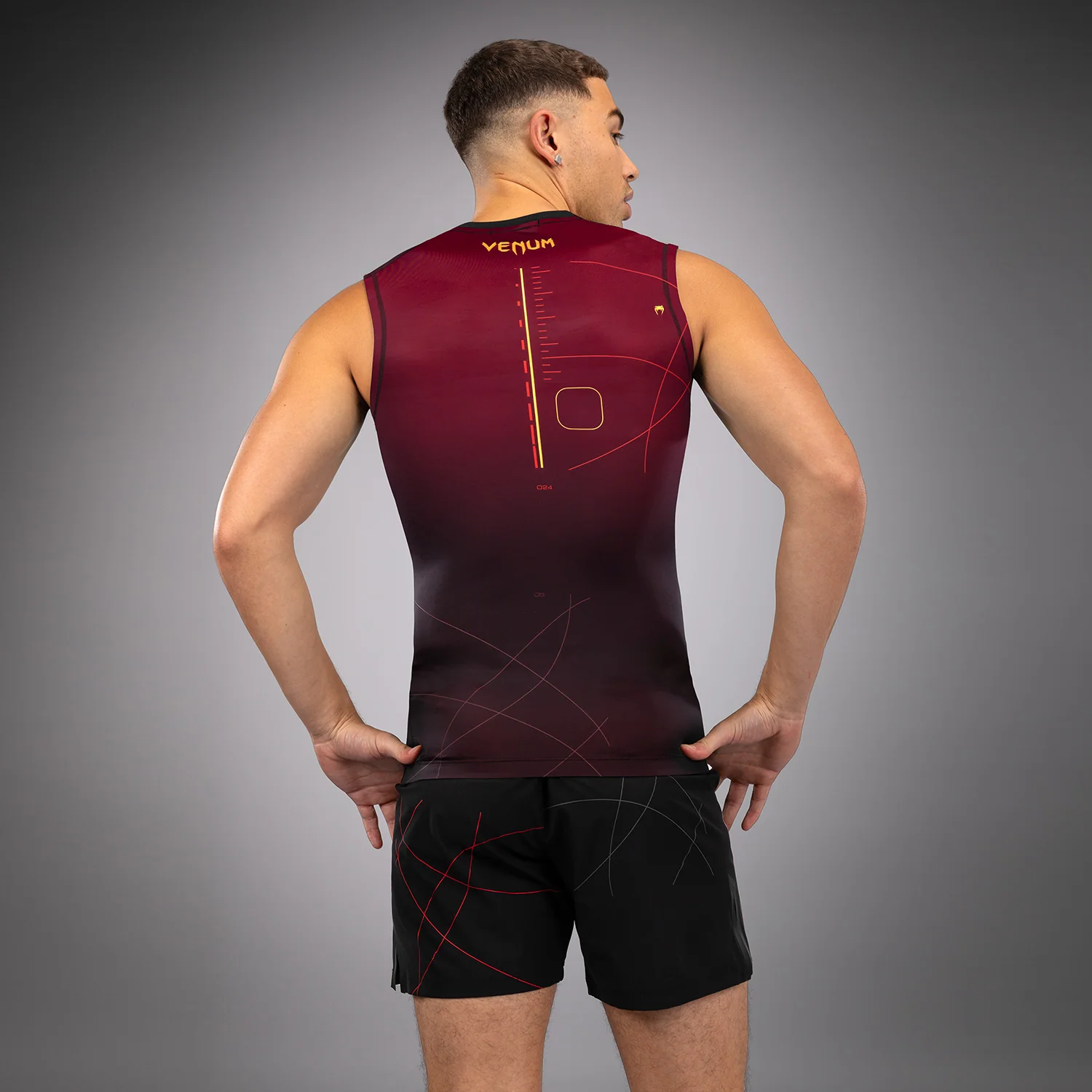 Venum Tactical XT Lycra sin mangas para hombre - Negra/Burdeos/Oro - Image 3