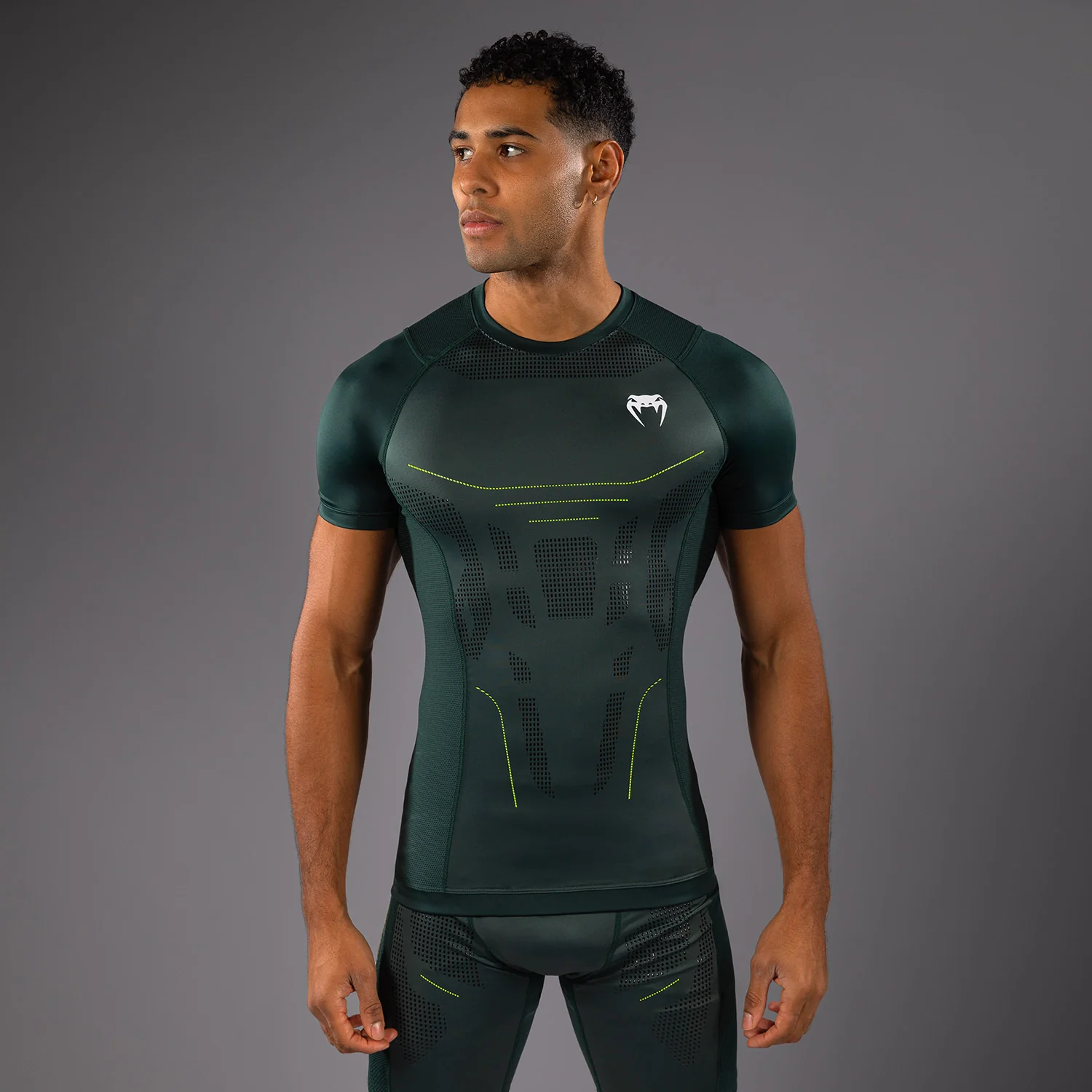Venum Technical 3.0 Camiseta de Manga Corta Rashguard - Verde Bosque