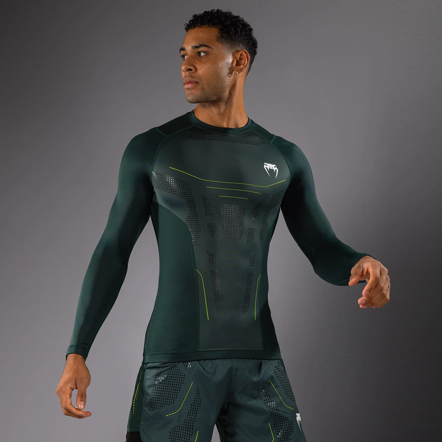Venum Technical 3.0 Camiseta de Manga Larga Rashguard - Verde Bosque