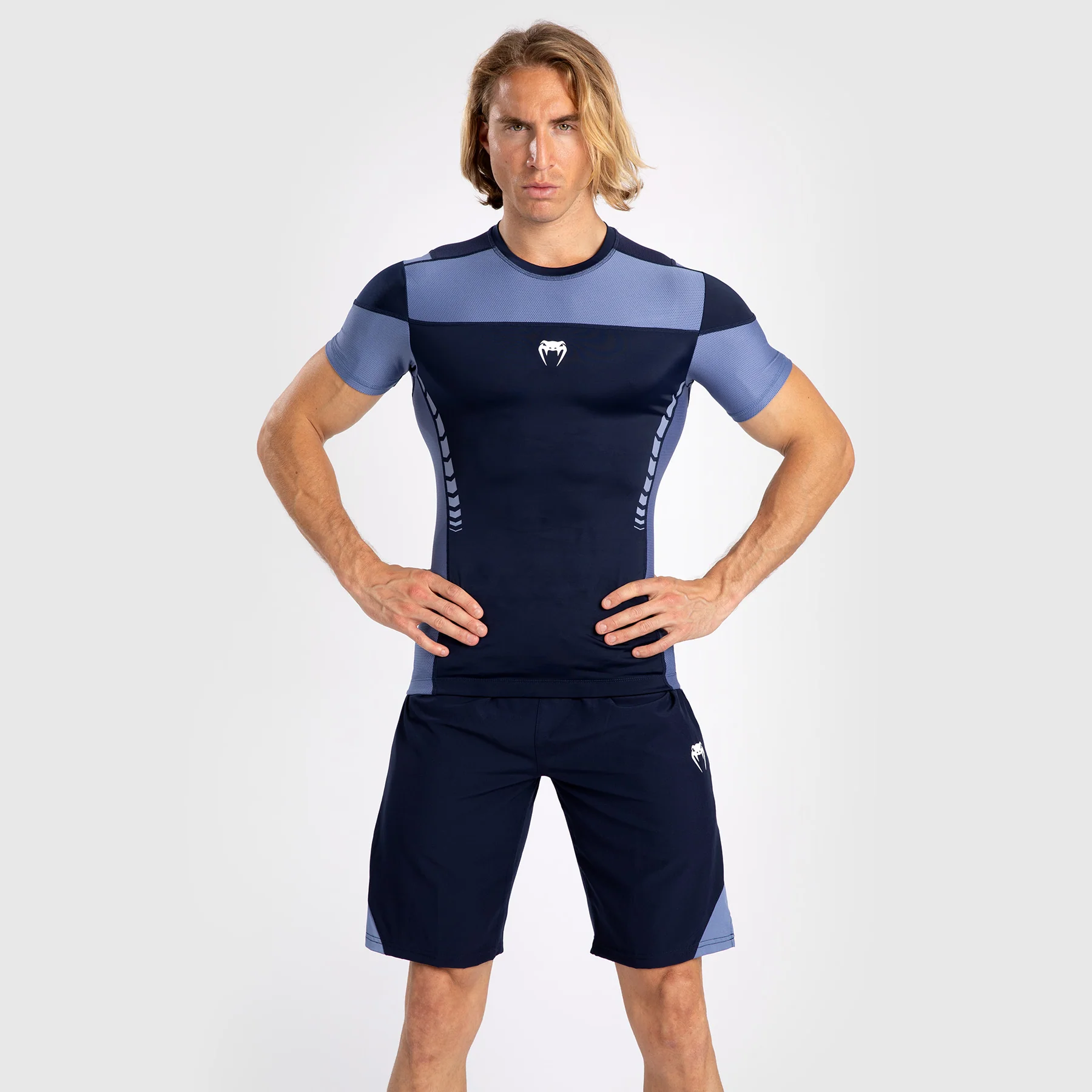 Venum Tempest Camiseta Rashguard De Manga Corta para Hombre - Azul Marino/Azul