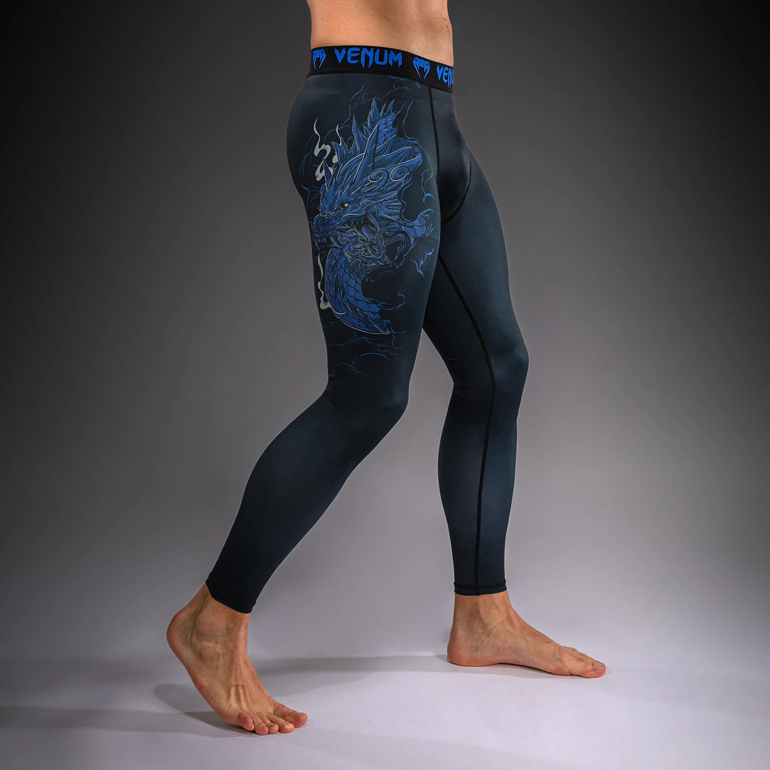 Venum Thunder Dragon Spats – Negro/Azul Real - Image 4
