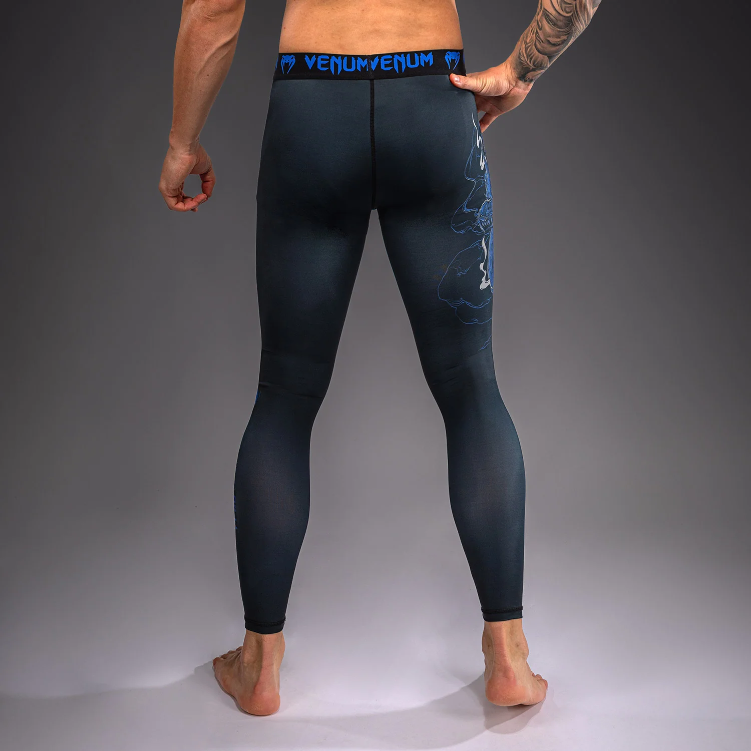 Venum Thunder Dragon Spats – Negro/Azul Real - Image 6