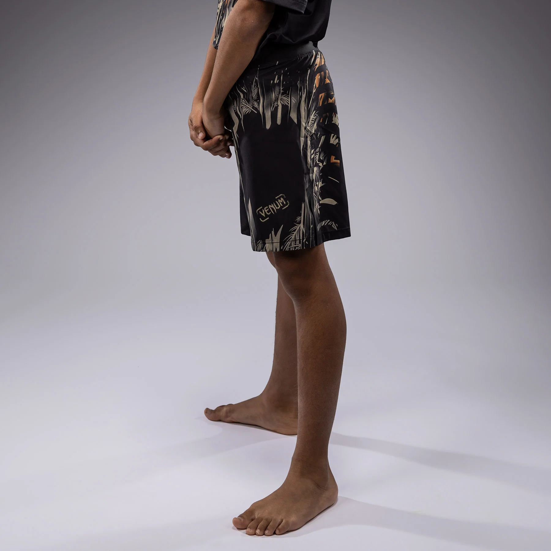 Venum Tiger Pantalones Cortos de Lucha para Niños - Negro/Naranja Neón - Image 7