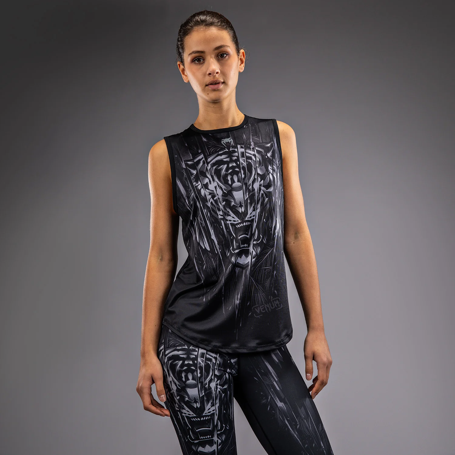 Venum Tiger Top sin Mangas para Mujer - Negro/Plata