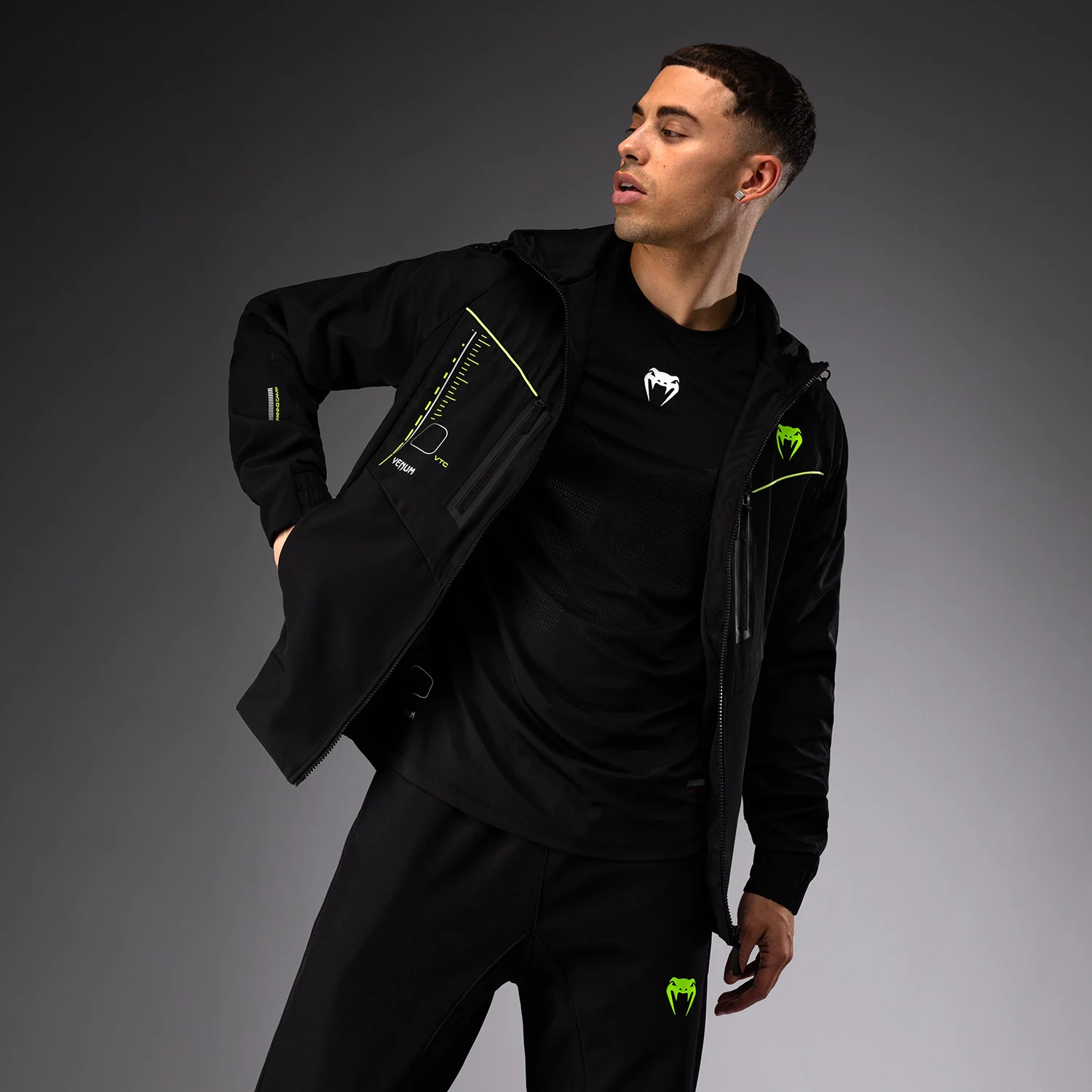 Venum Training Camp 4.0 Chaqueta de chándal - Negro/Verde neón - Image 2