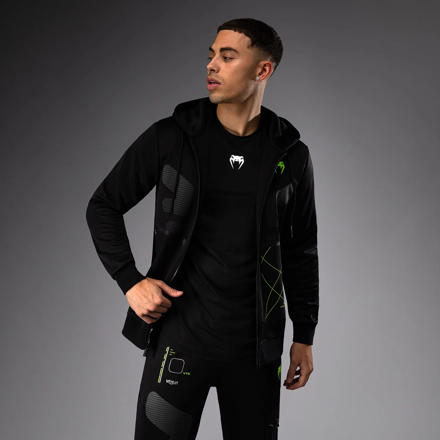 Venum Training Camp 4.0 Sudadera con capucha y cremallera - Negro/Verde